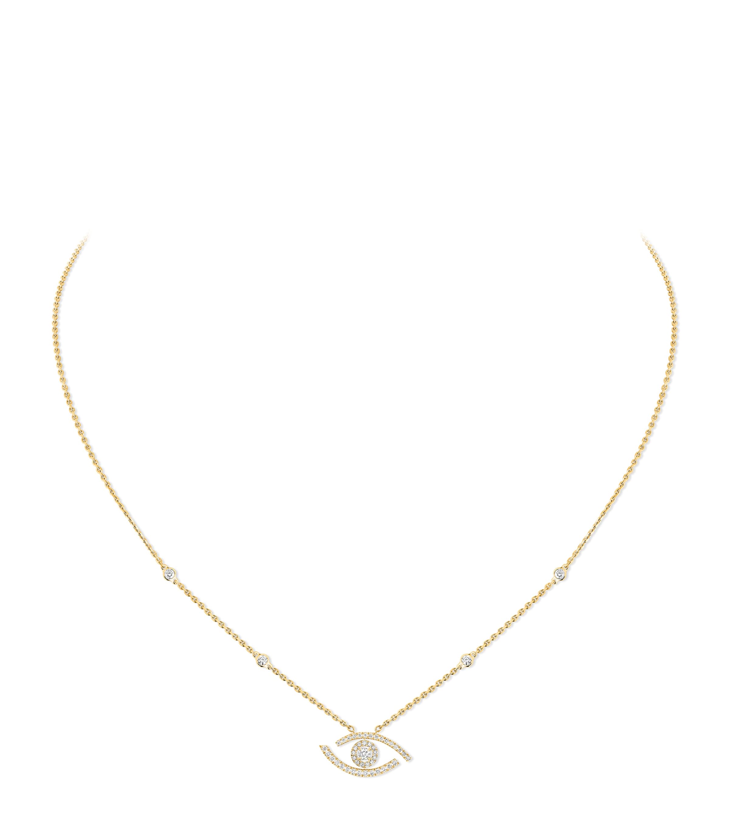 Messika Lucky Eye Yellow Gold and Diamond Pavé Necklace (0.29ct) Yellow Gold Image 1
