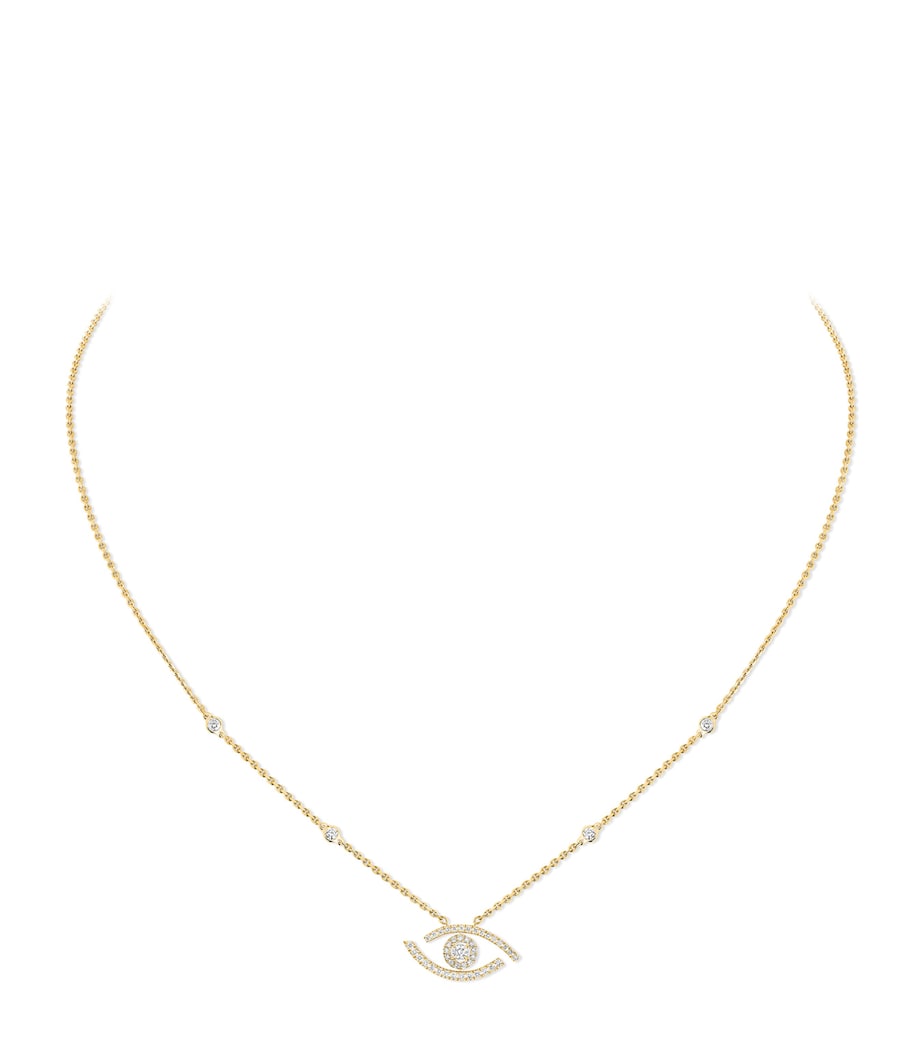 Messika Lucky Eye Yellow Gold and Diamond Pavé Necklace (0.29ct) Yellow Gold Image 1