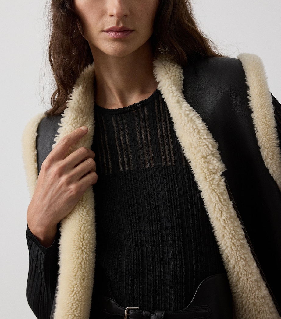 Shearling Tamlin Gilet DARK BROWN Image 5