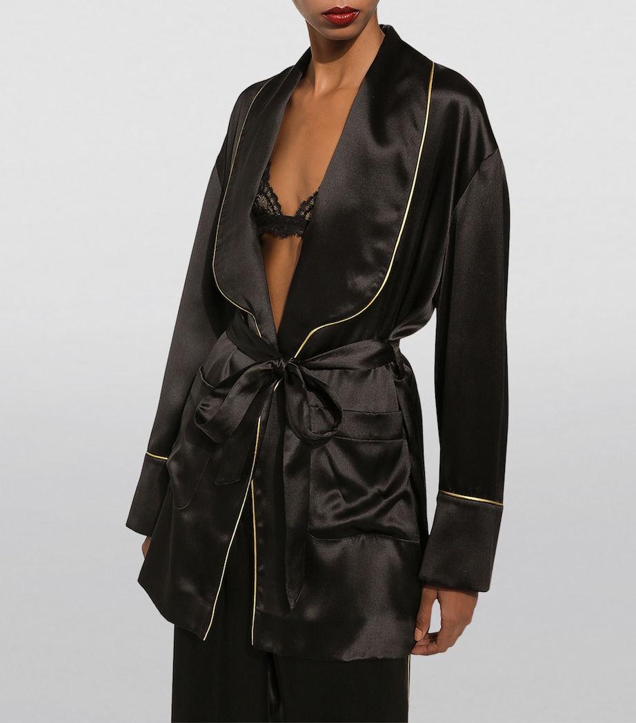 Silk Belted Robe N0000-BLACK Image 3