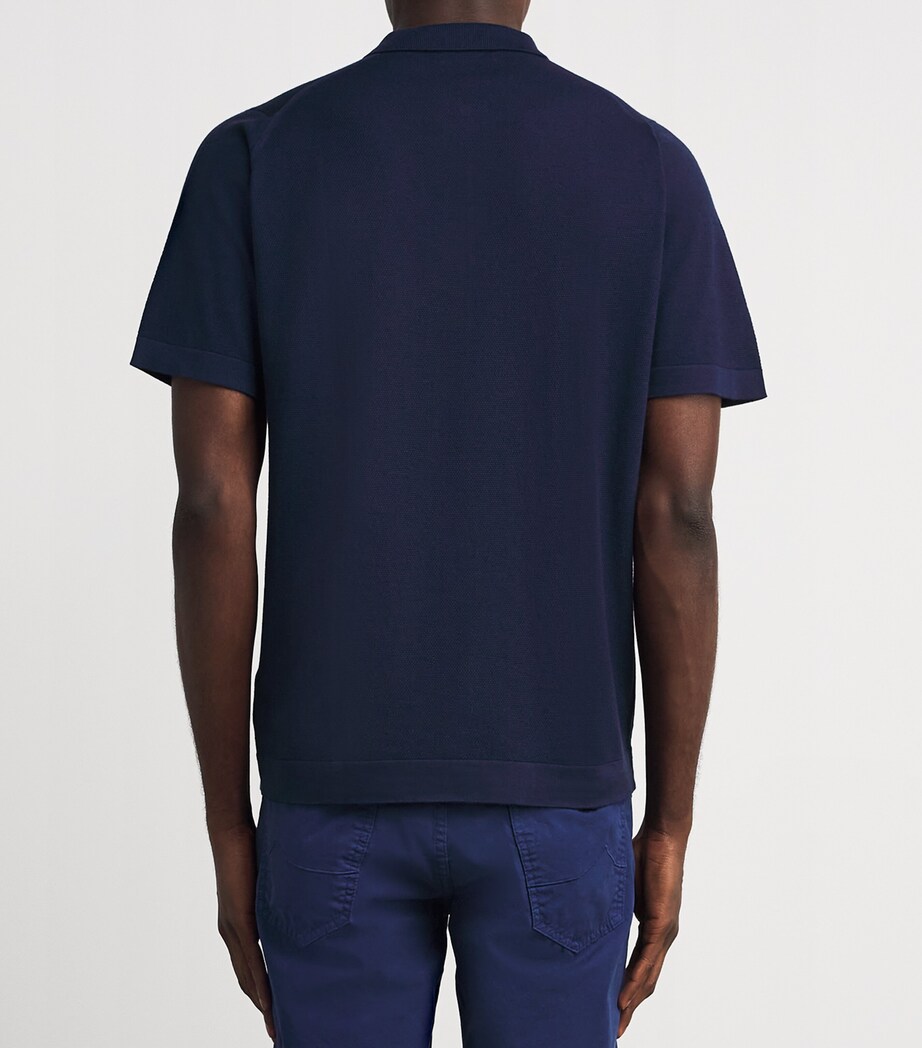 Sea Island Cotton Piqué Roth Polo Shirt FRENCH NAVY Image 4