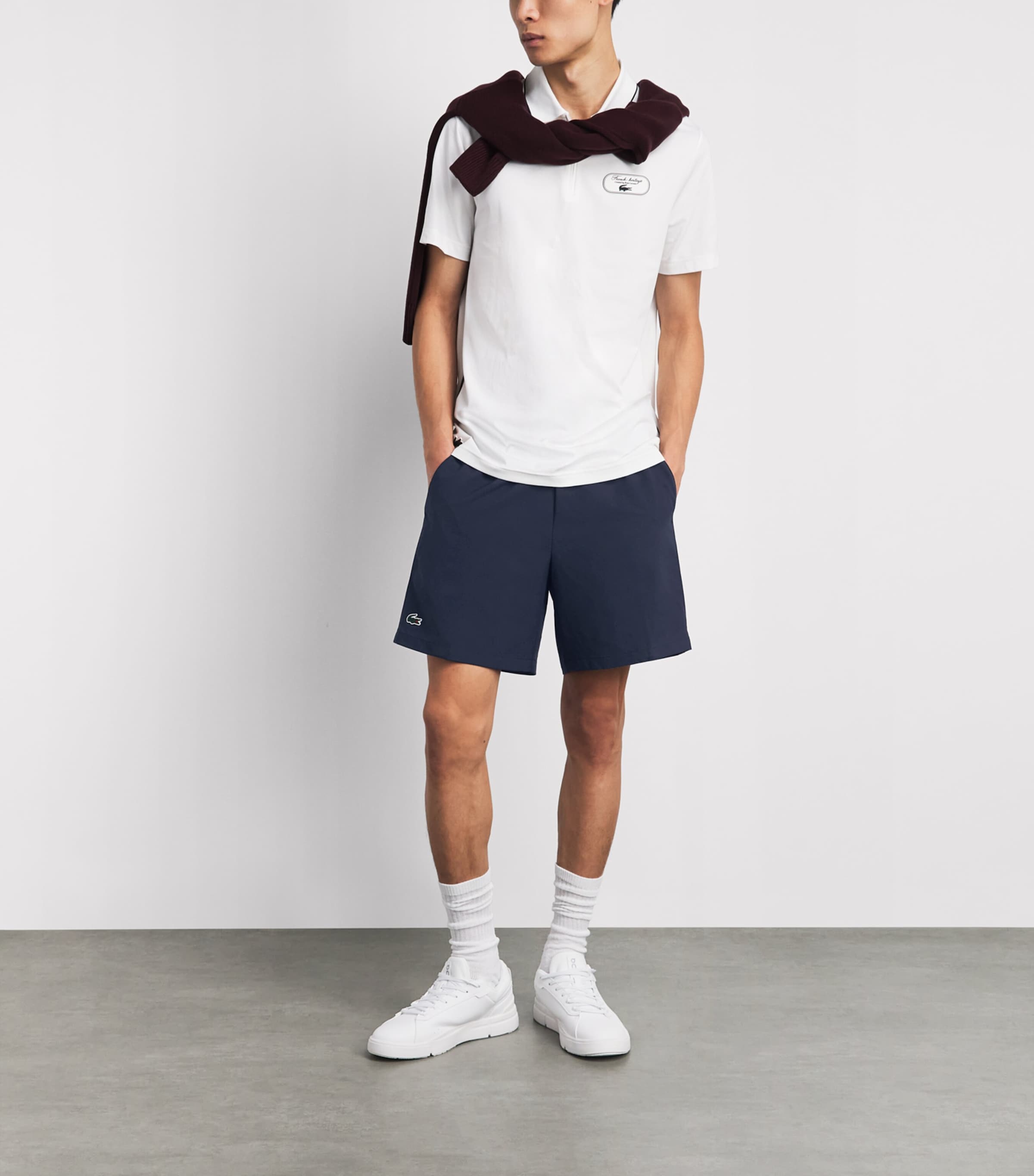 Lacoste Mens Stretch Taffeta Ultra Dry Tennis Shorts Navy Blue Image 2