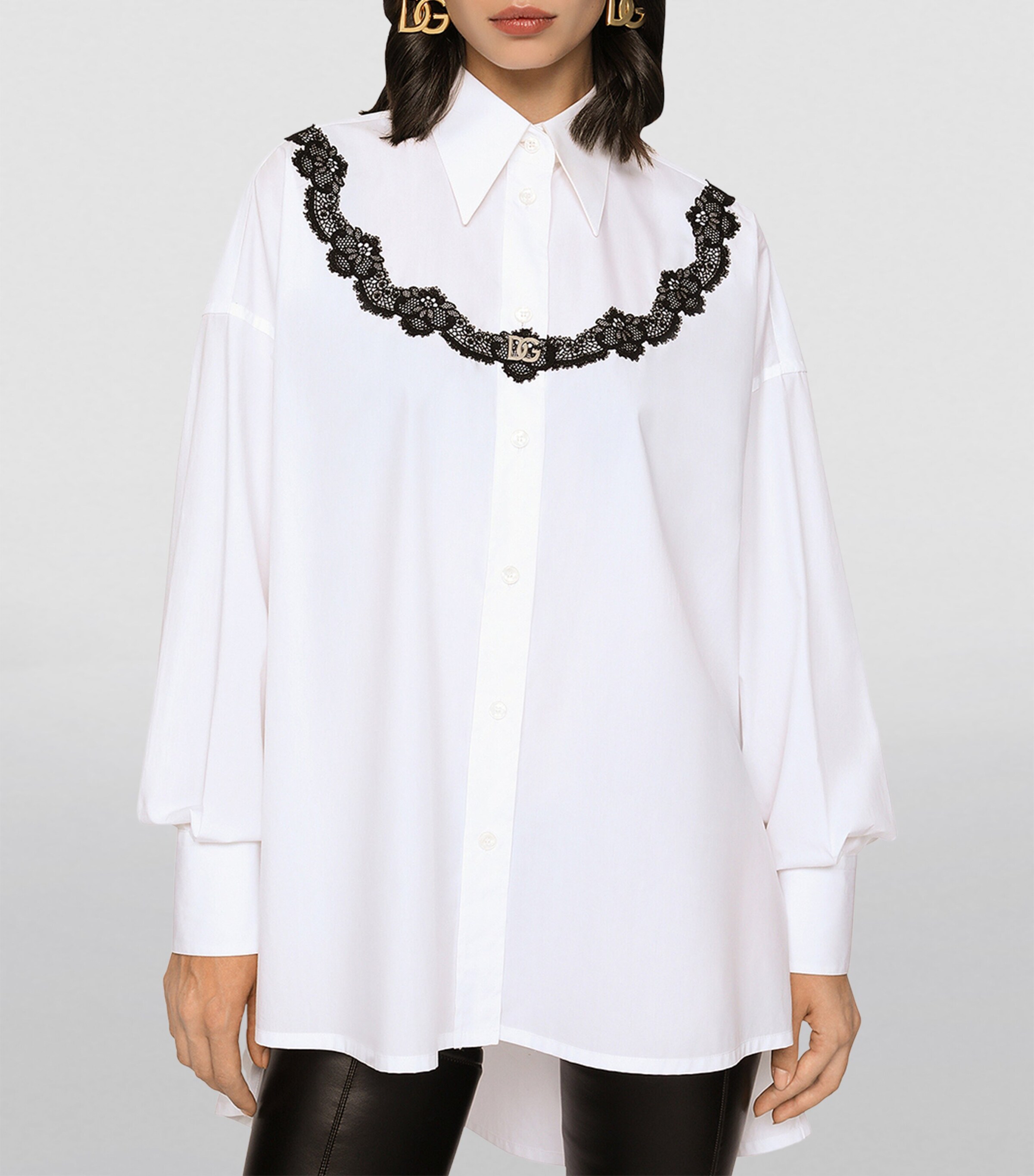 Lace-Detailed Shirt W0800-OPTICAL WHITE Image 5
