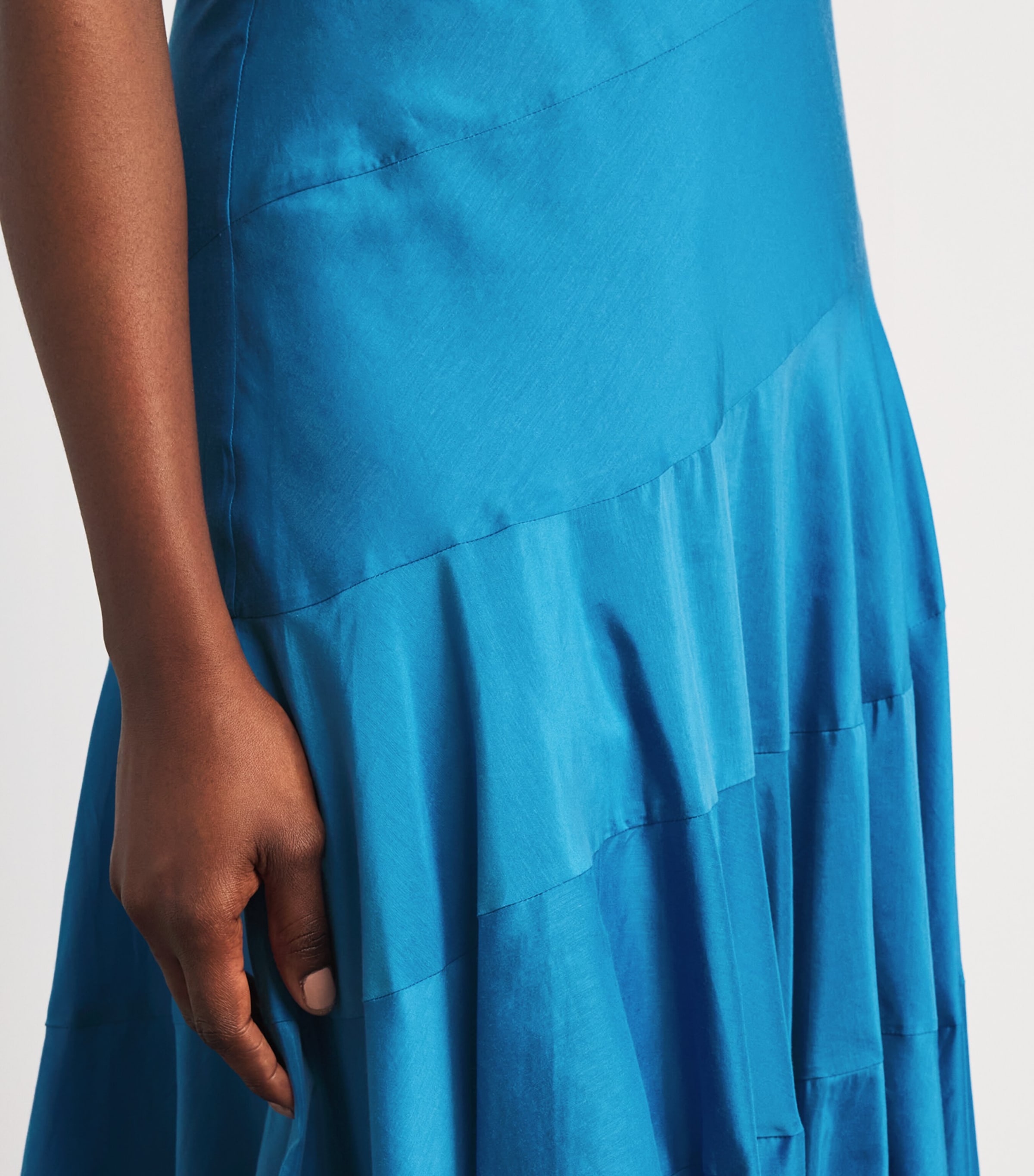 Tory Burch Womens Cotton-Silk Asymmetric Maxi Dress Bay Blue Image 5