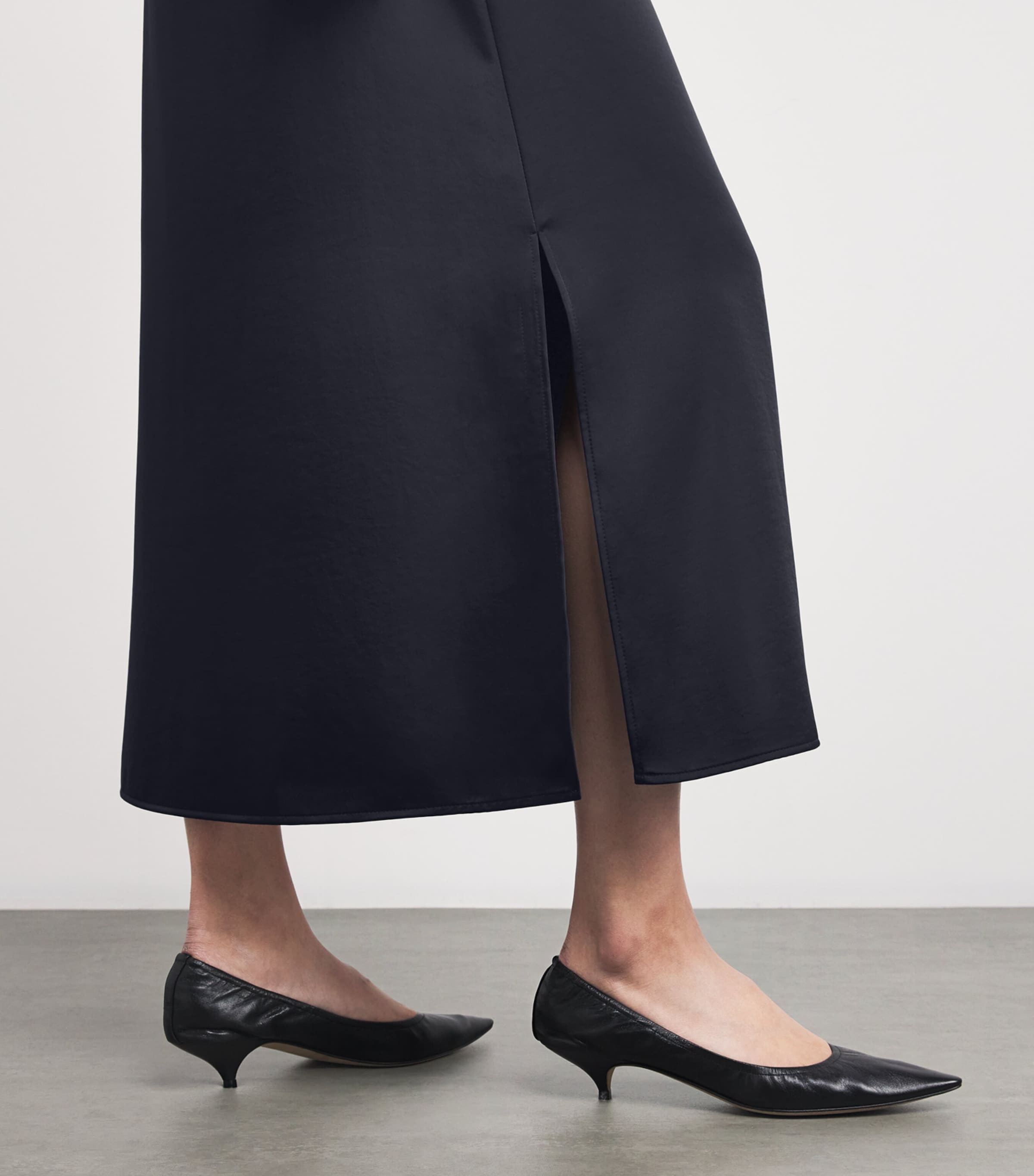 Satin Midi Skirt NAVY Image 5