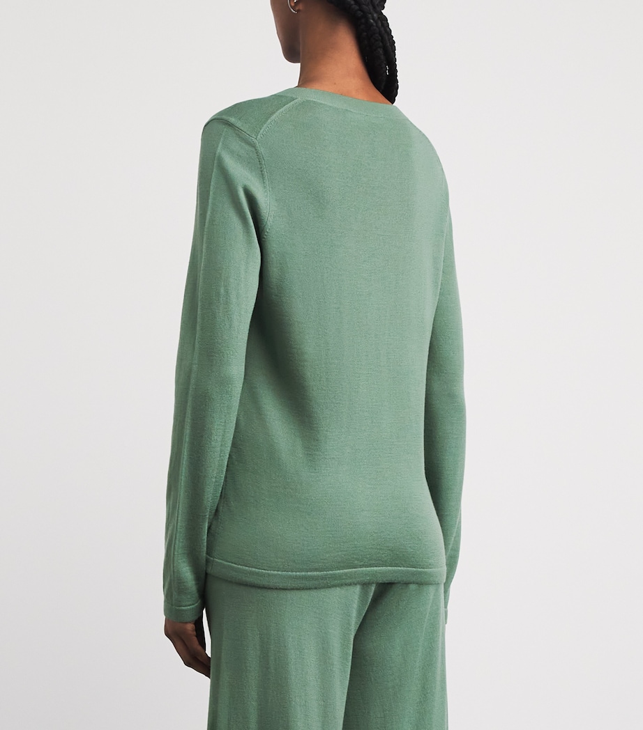 Falke Womens Merino Wool V-Neck Sweater Sea Breeze Image 5
