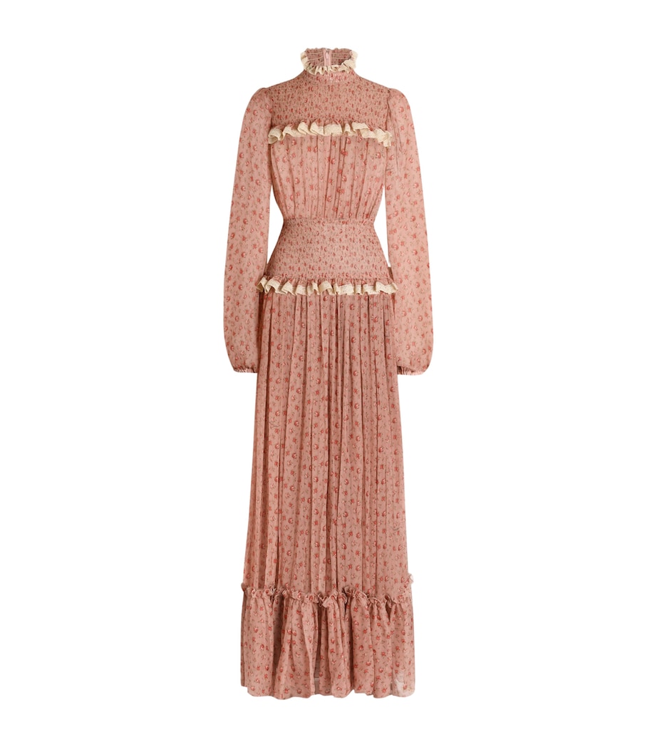 Dolce&Gabbana Womens Silk-Blend Floral Maxi Dress Rose Image 1
