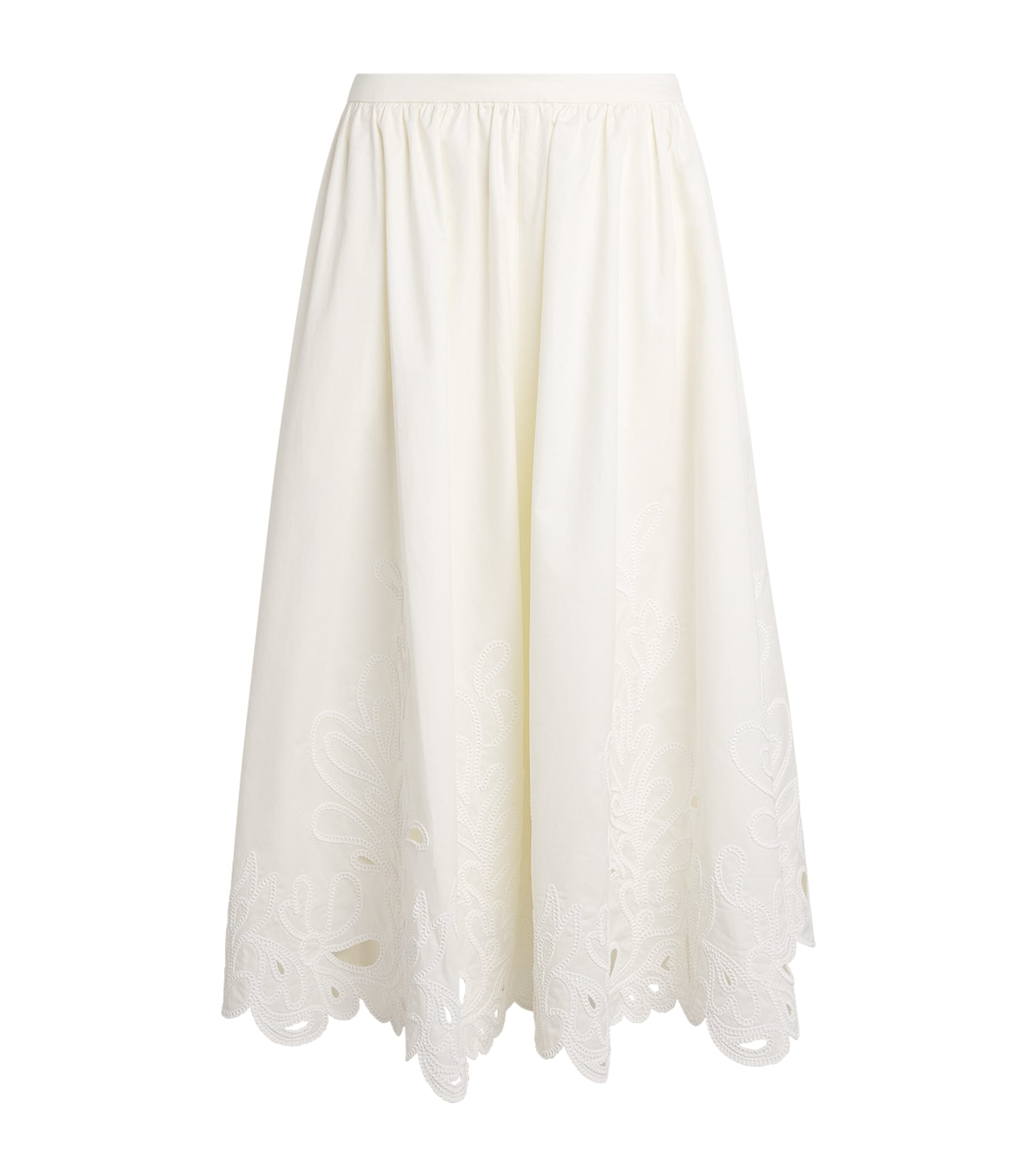 Cinq A Sept Womens Cotton Poplin Paisley Bloom Espe Midi Skirt Cream/white Image 1