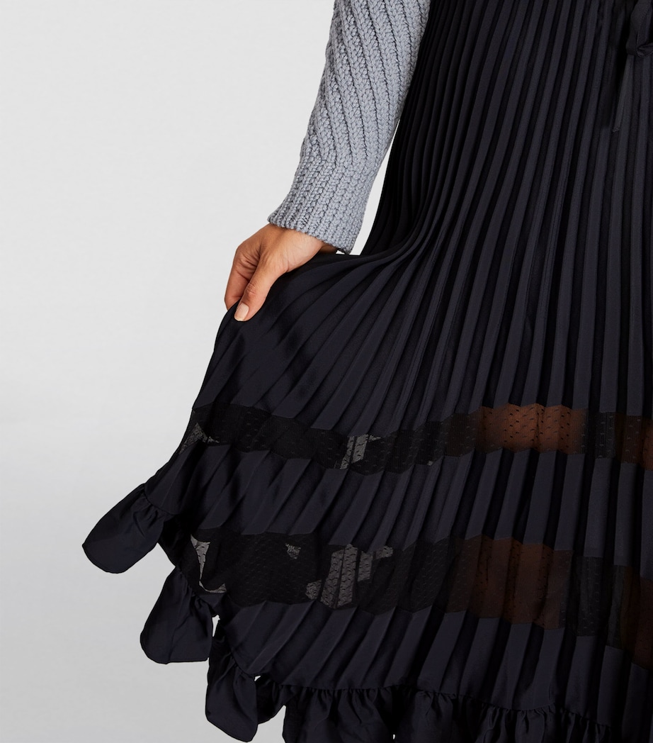 Pleated Asymmetric Midi Skirt NAVY Image 6