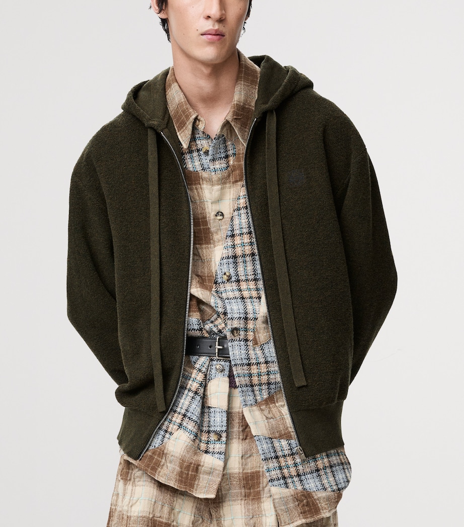 Wool-Blend Terry Anagram Hoodie KHAKI GREEN Image 3