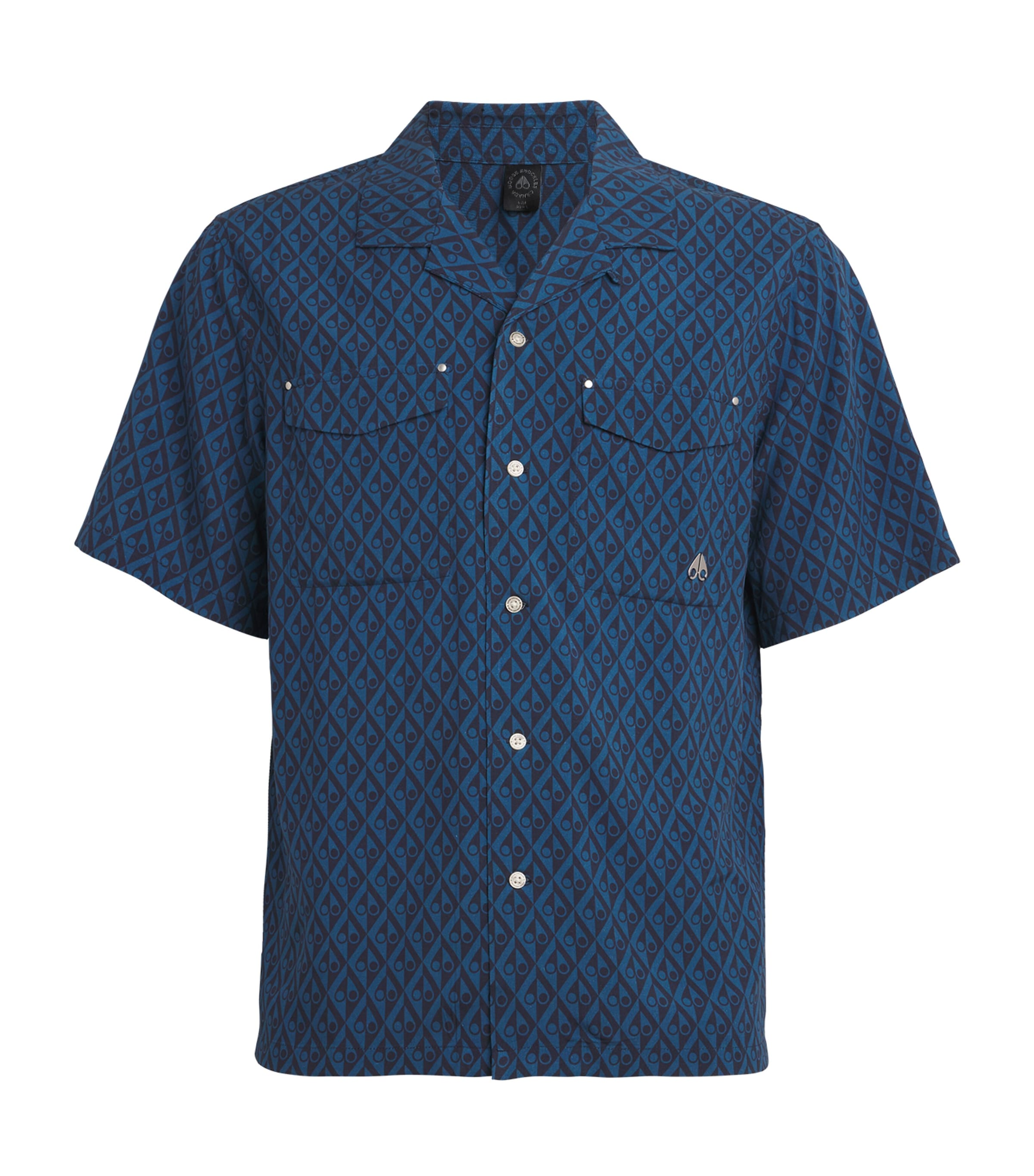 Moose Knuckles Mens Monogram Button-Up Shirt Navy/marina Image 1