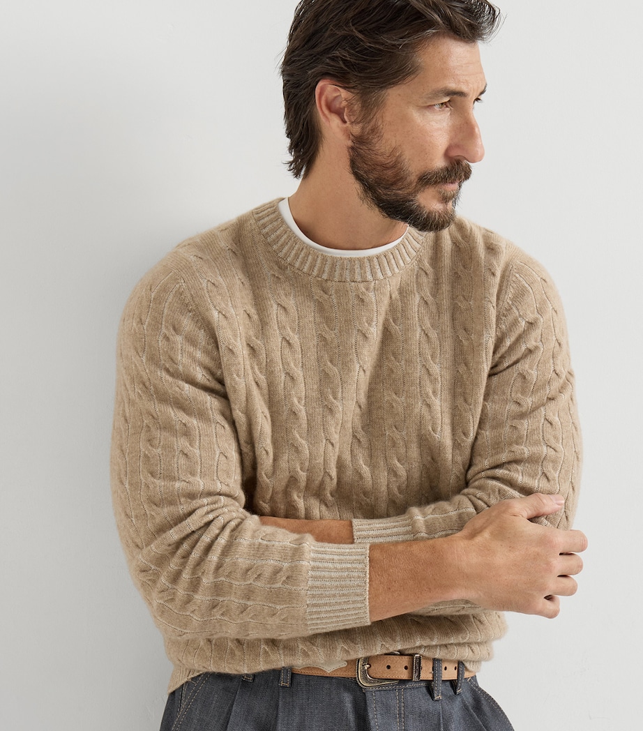 Brunello Cucinelli Mens Cashmere Cable-Knit Sweater Image 2