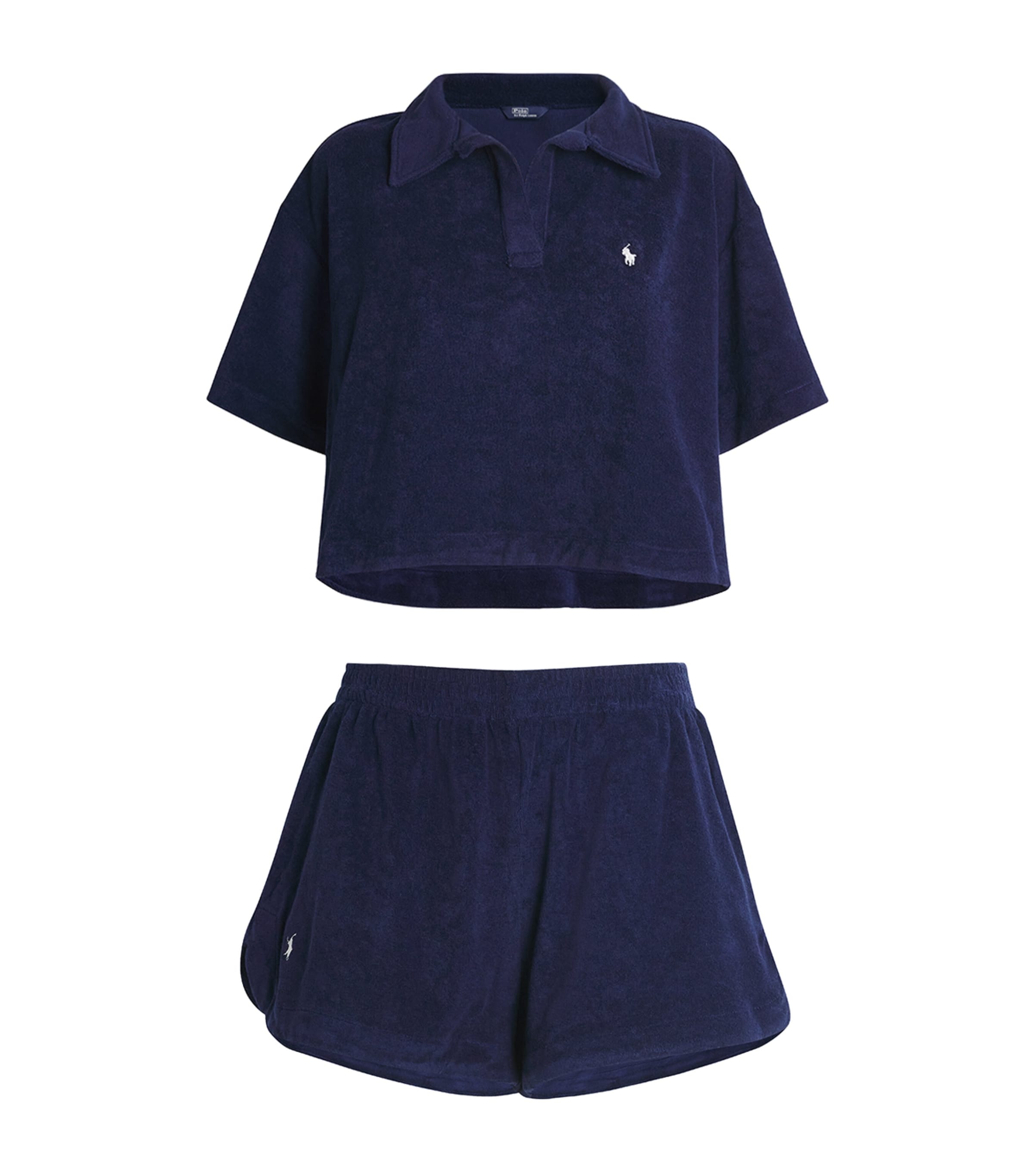 Polo Ralph Lauren Womens Cotton Terry Shirt and Shorts Set Navy Image 1