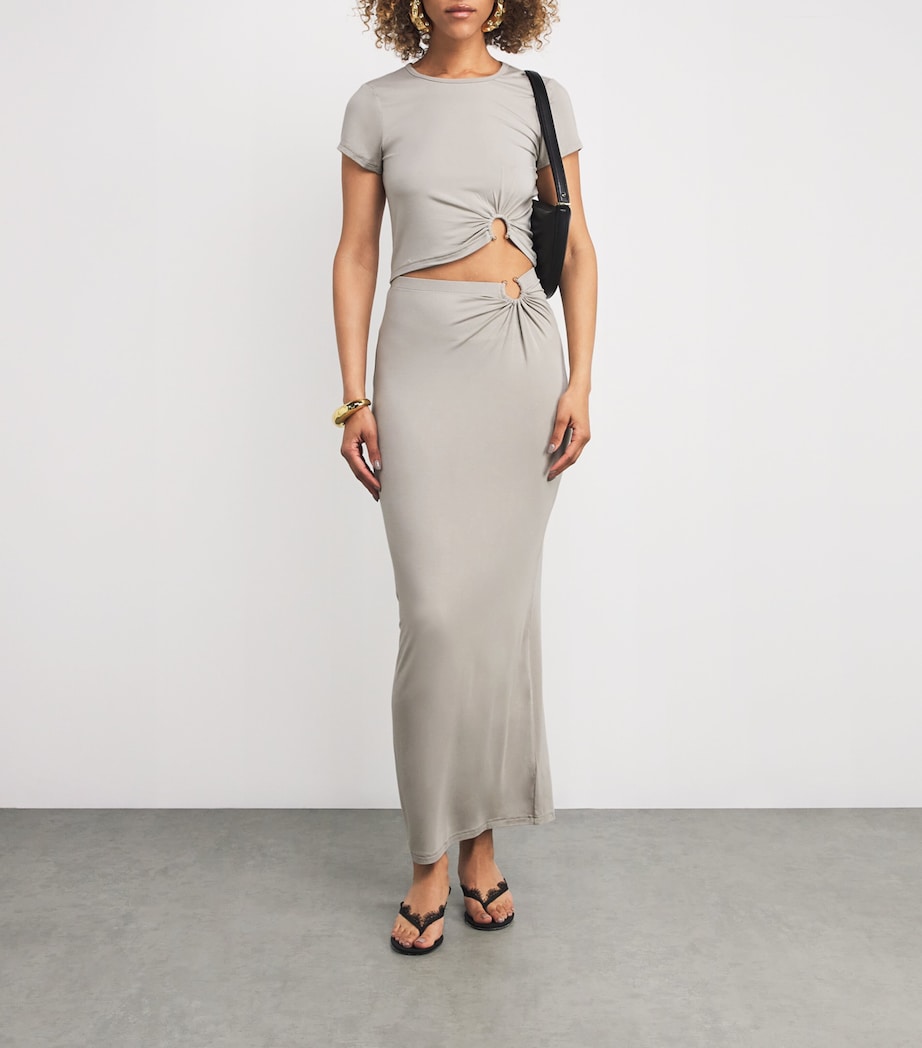 Stretch-Jersey Cut-Out T-Shirt 006MUSHROOM Image 2