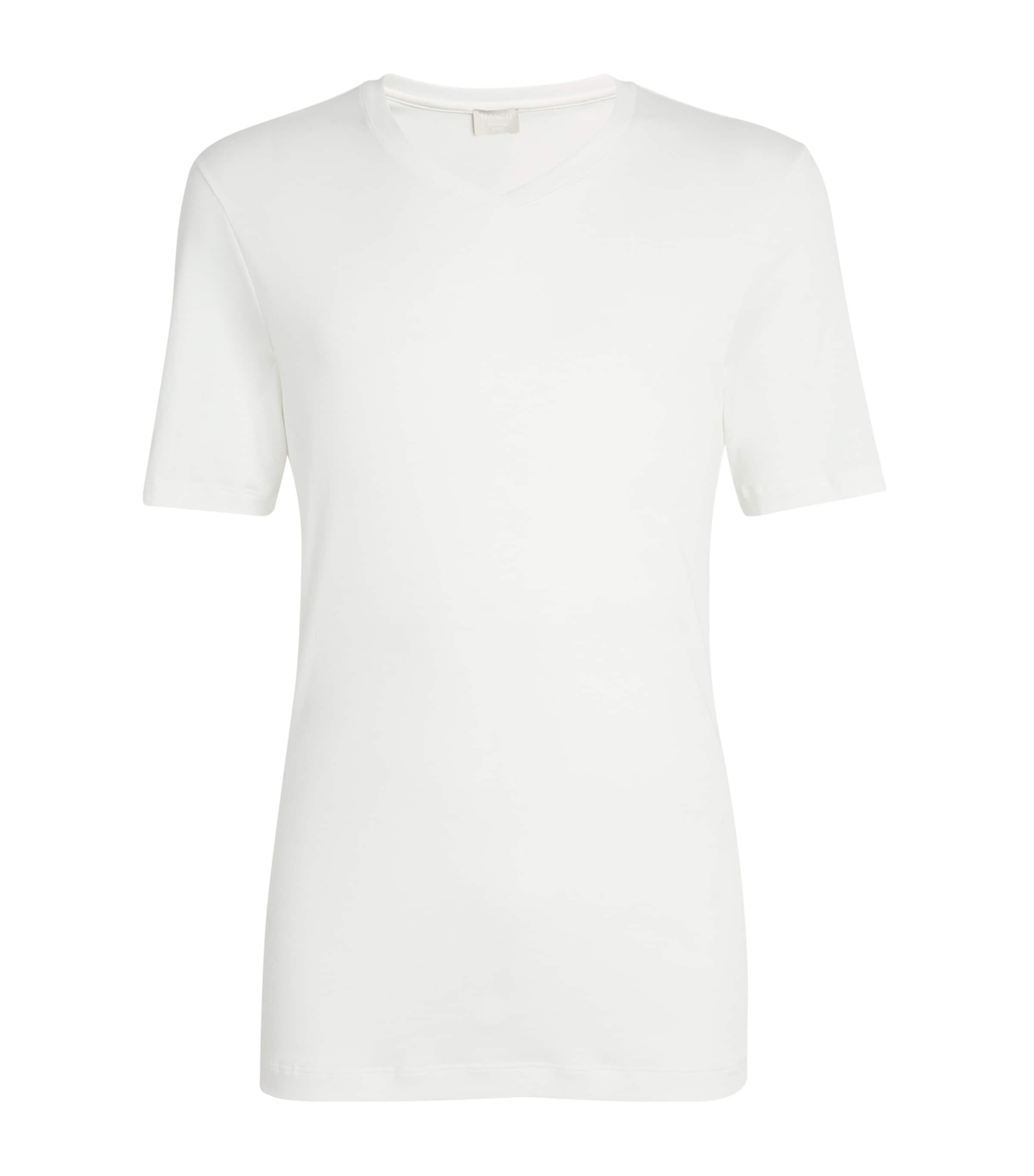 Sea Island Cotton V-Neck T-Shirt WHITE Image 1