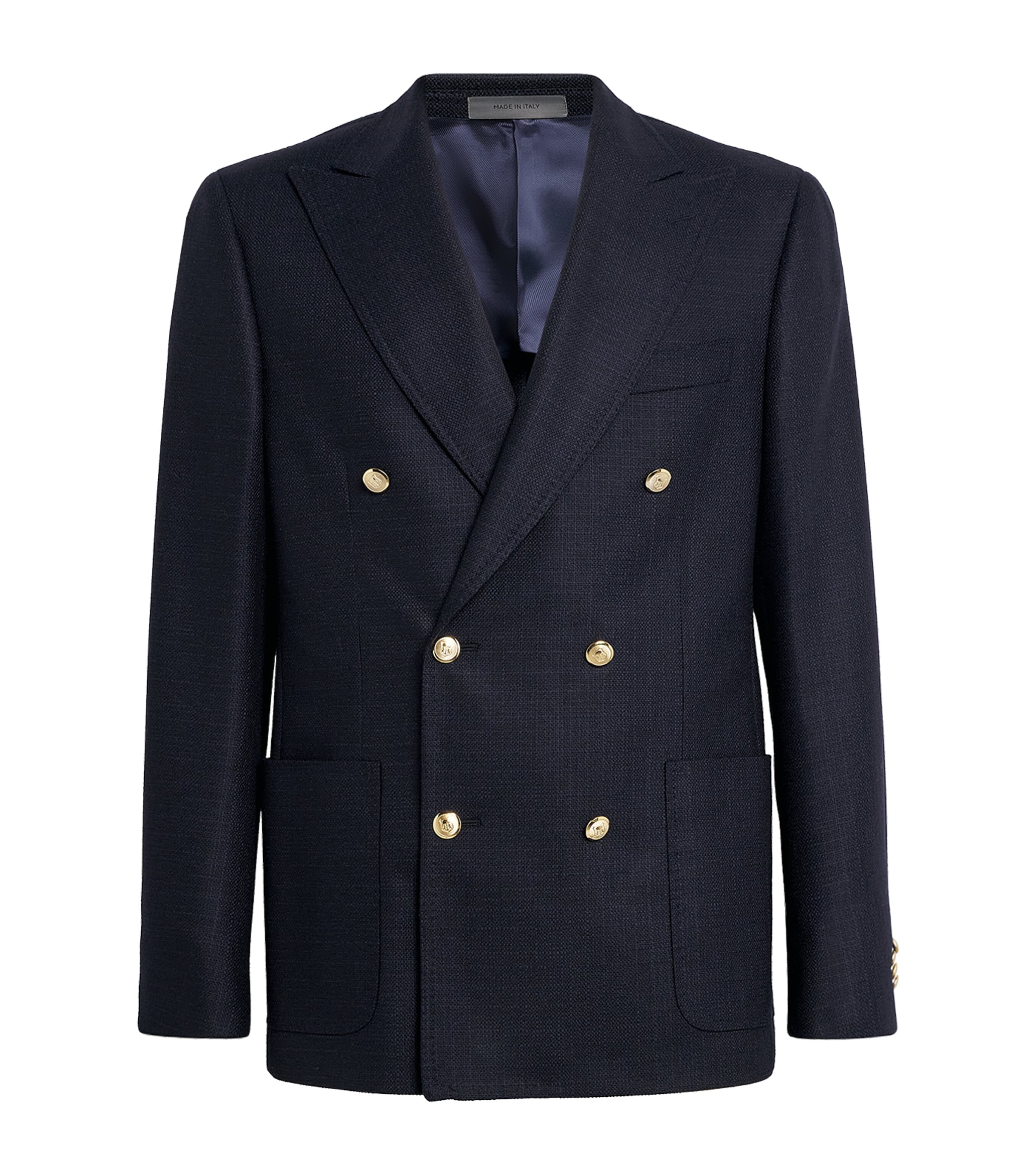 Corneliani Virgin Wool Double-breasted Blazer In Blue
