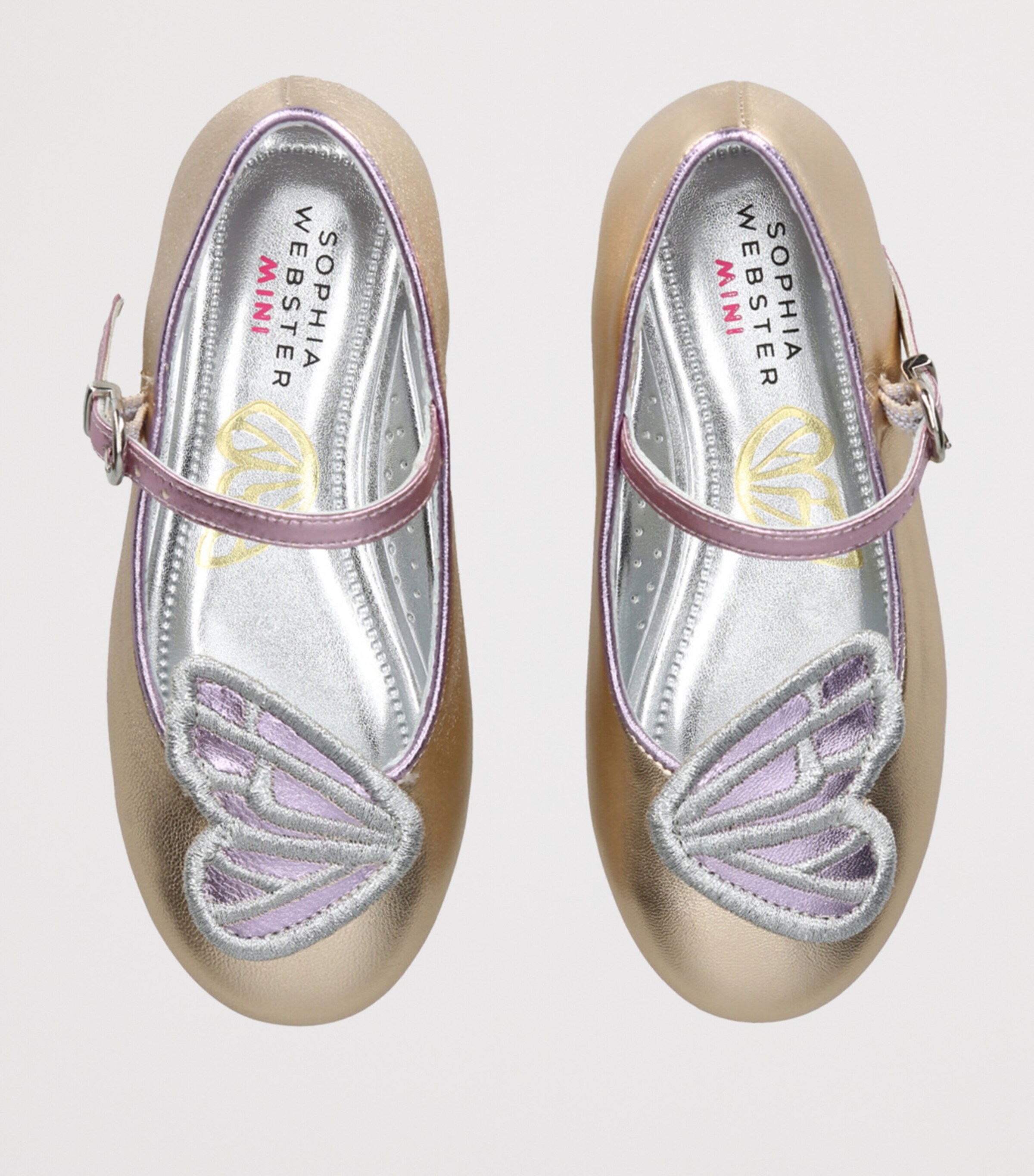 Leather Butterfly Embroidered Ballet Flats GOLD Image 4