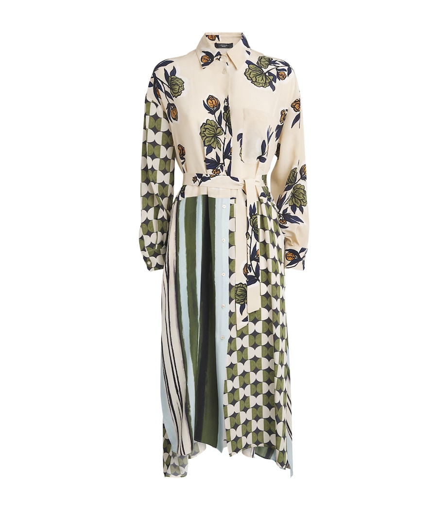 Silk Printed Midi Dress BEIGE Image 1