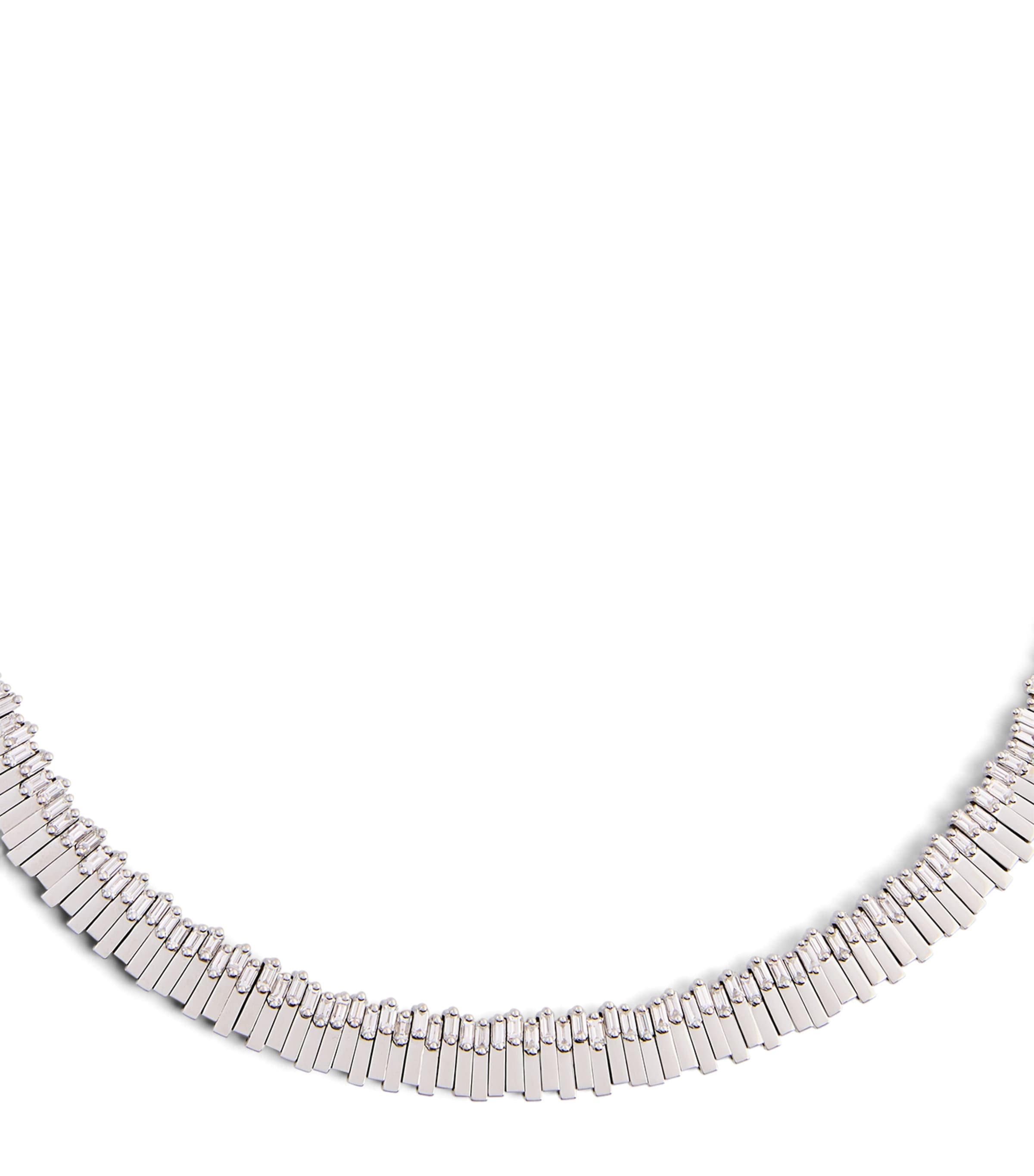 Suzanne Kalan White Gold And Diamond Golden Age Necklace In Gray