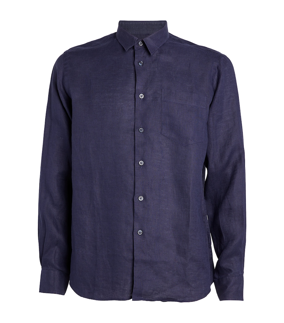 Vilebrequin Mens Linen Caroubis Shirt Blue Marine Image 1