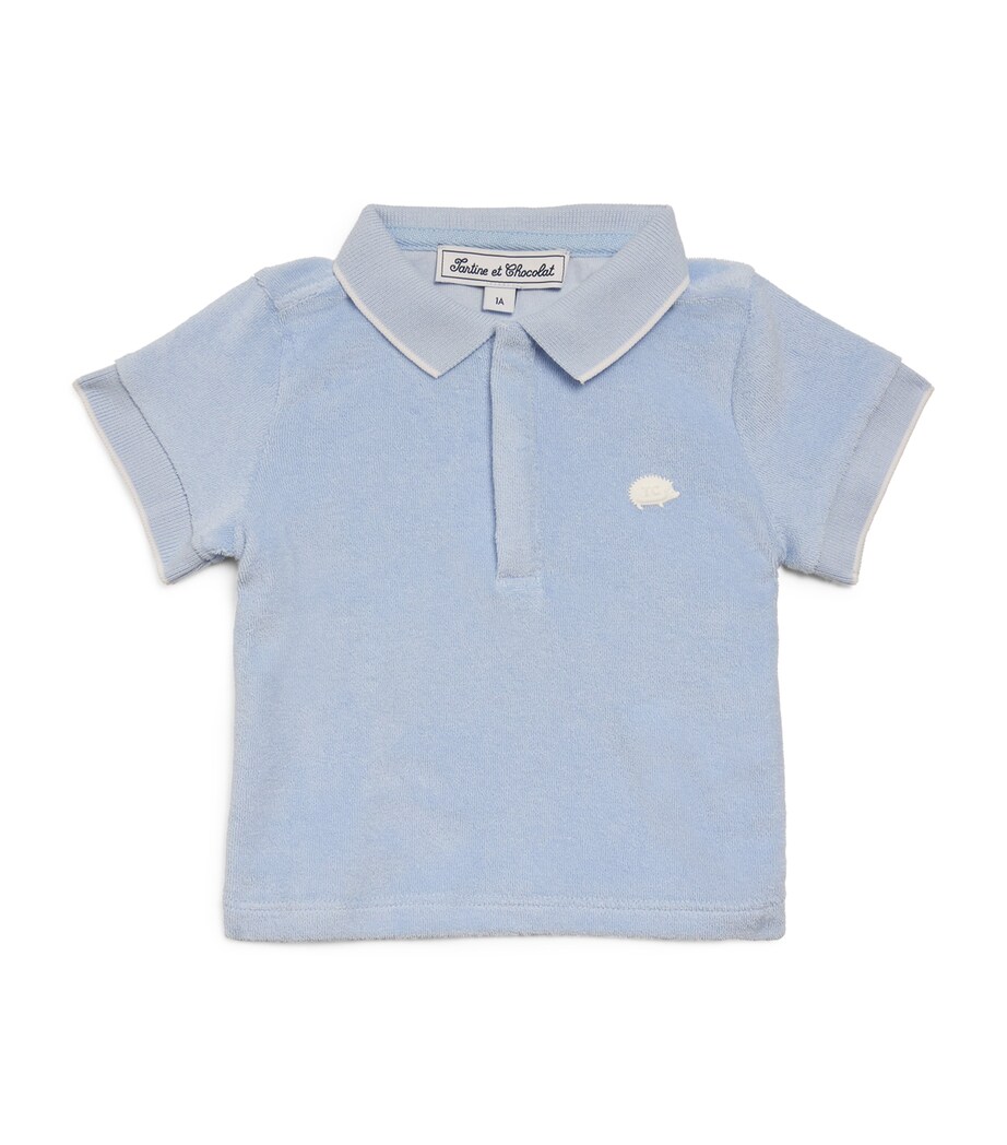 Cotton-Blend Polo Shirt (3-36 Months) BLEU LAV� Image 1