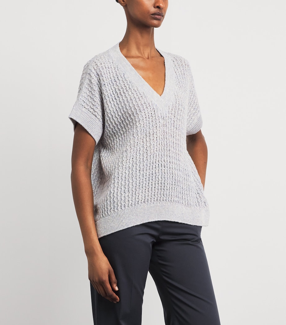Eleventy Womens Cotton-Silk Short-Sleeve Sweater Nuvola Image 4