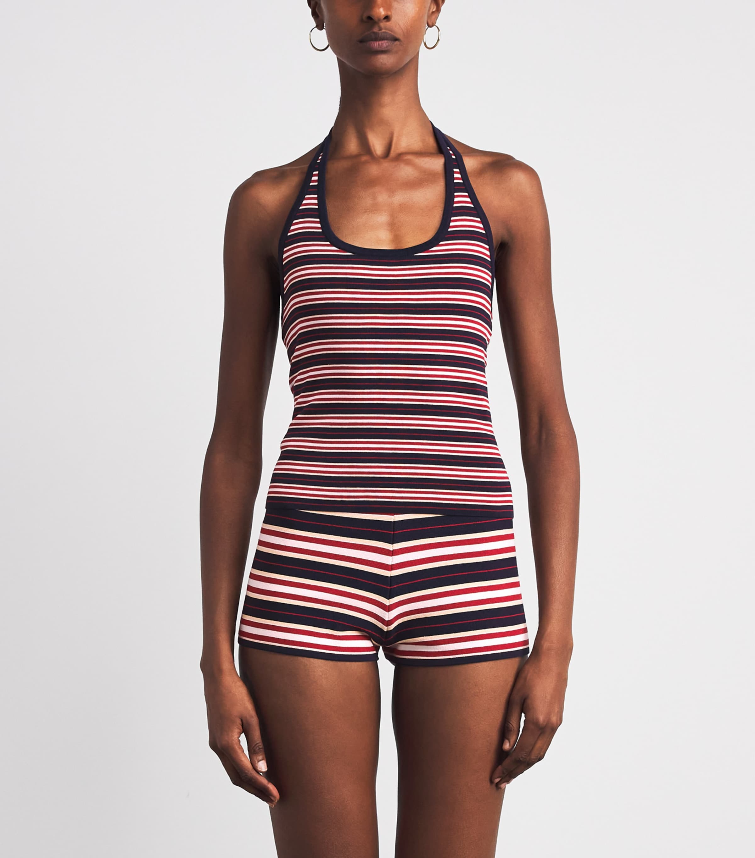 Faithfull The Brand Womens Knitted Halterneck Doris Top Cila Stripe Navy Image 4