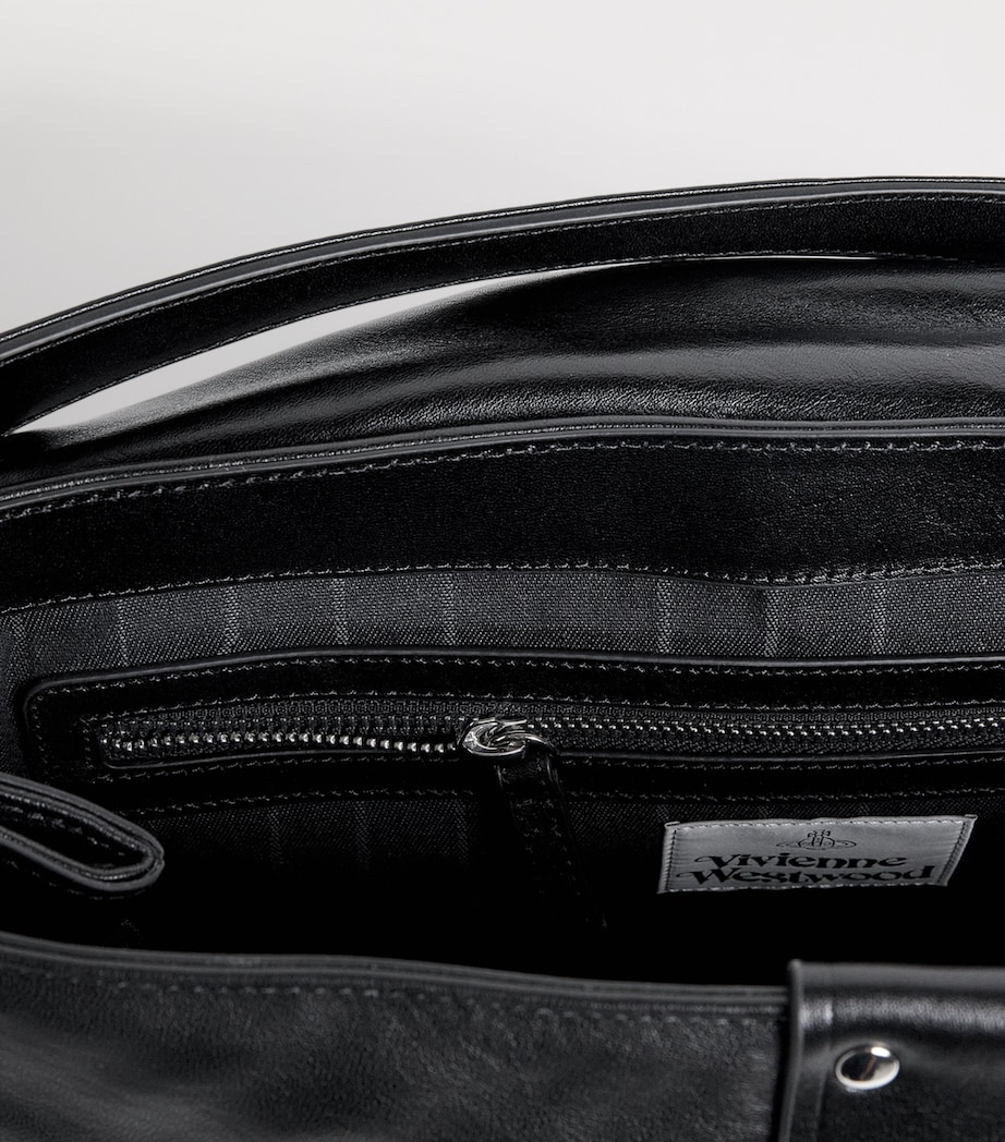 Vivienne Westwood Extra-Large Leather Hazel Treasure Shoulder Bag Black Image 5