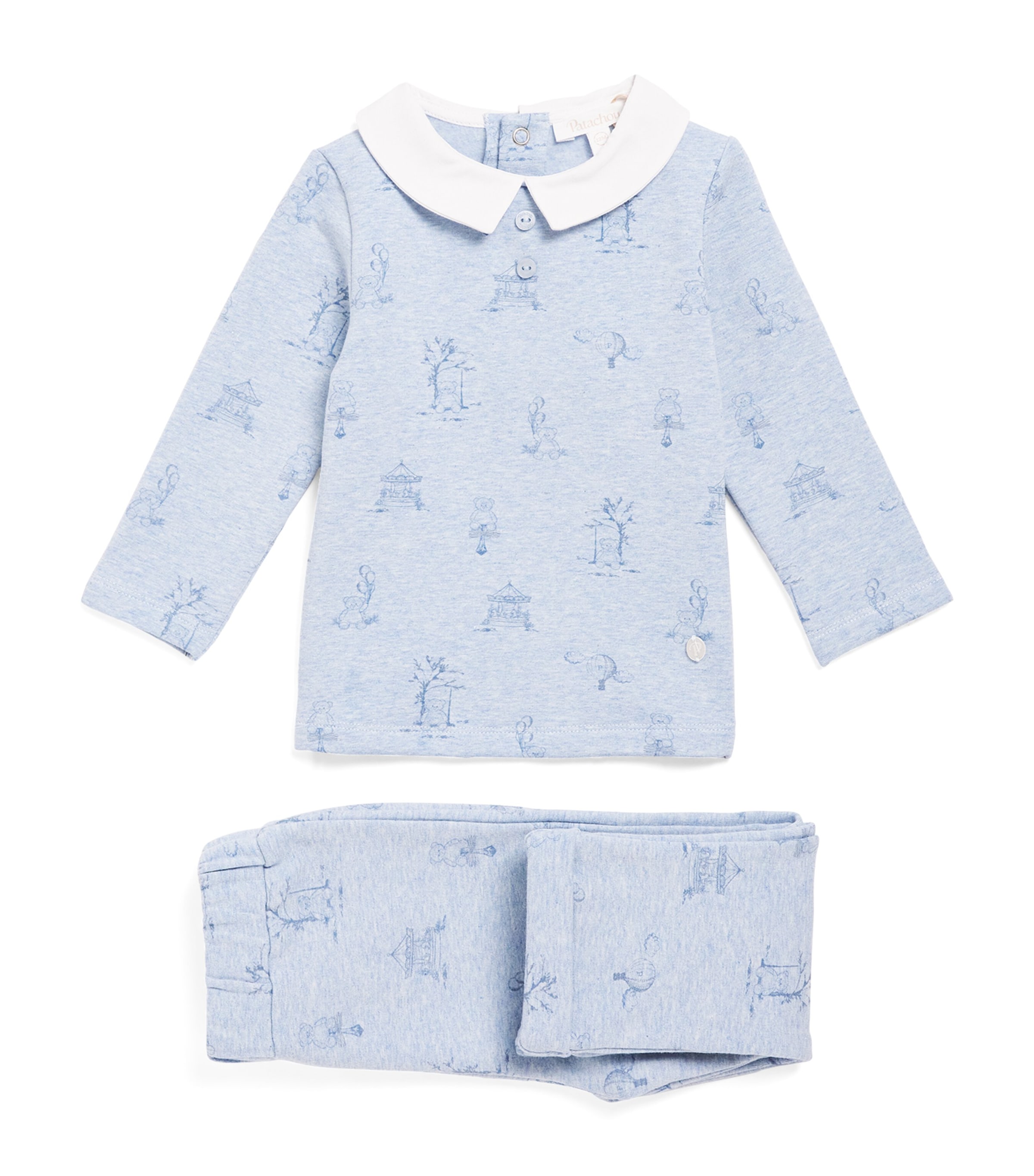 Patachou Cotton Top And Trousers Set In Blue