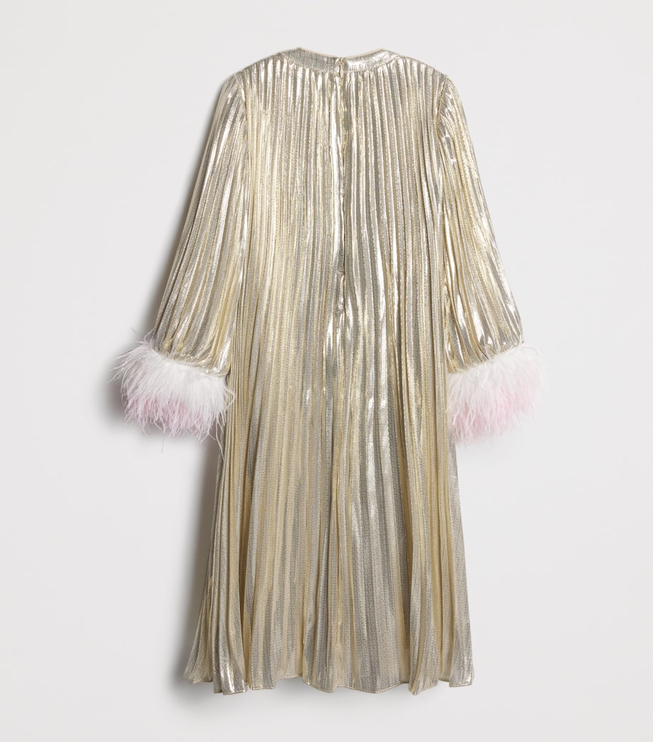 Metallic Feather-Trimmed Chiffon Dress (5-12 Years) CHAMPAGNE Image 2