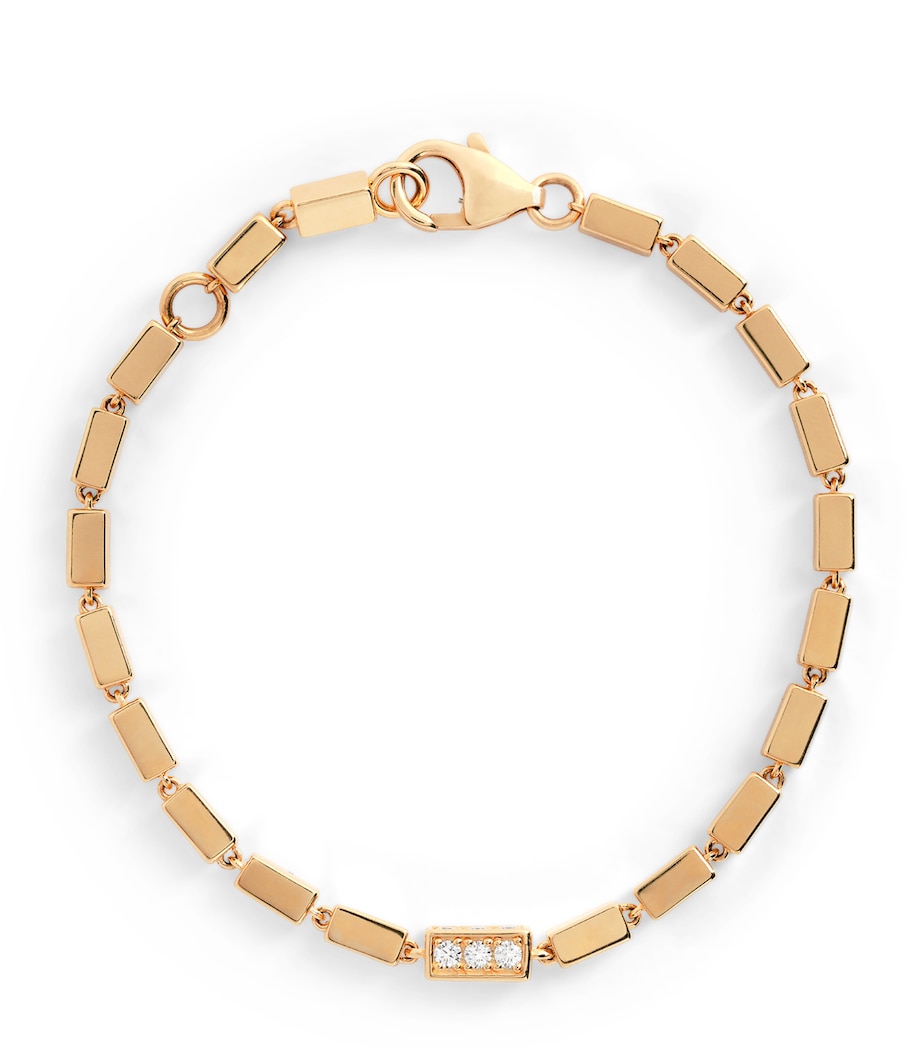 Yellow Gold and Diamond Block-Chain Bracelet 18K YG/WD Image 1
