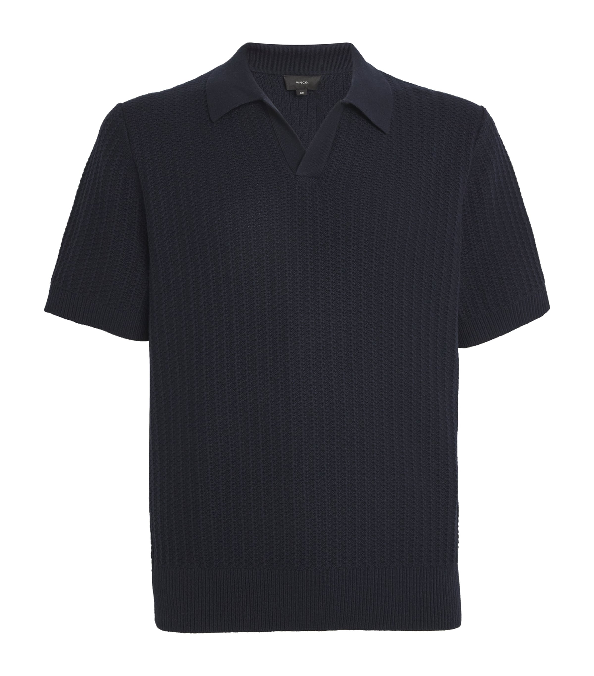 VINCE COTTON-CASHMERE KNITTED POLO SHIRT 