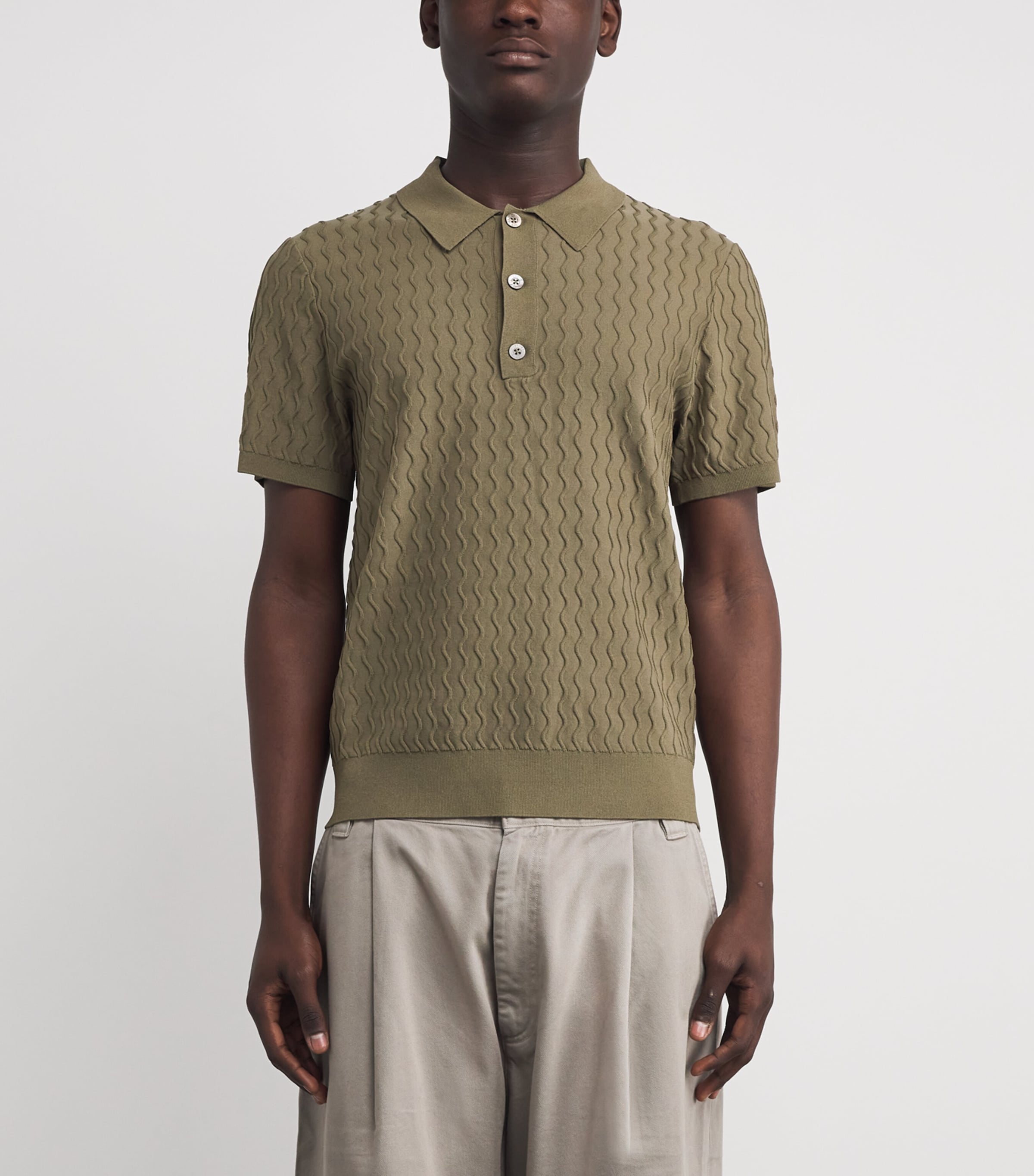 CHÉ Mens Cotton Quinn Polo Shirt Khaki Image 3
