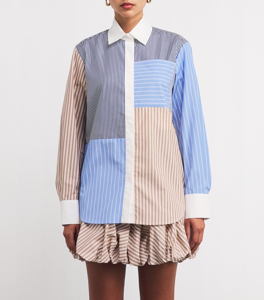 Poplin Stripe Patchwork Shirt SAND / CAMEL Image 3