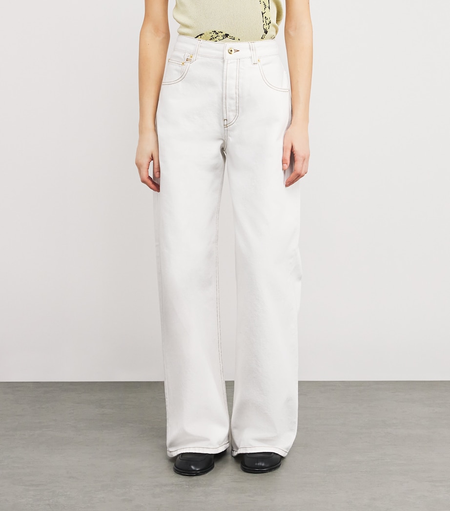 Jacquemus Womens Wide-Leg Jeans Off White/tabac Image 3