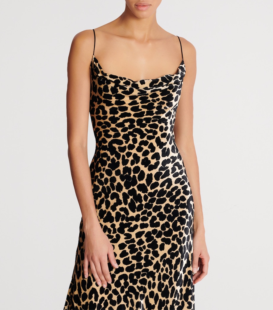 Velvet Leopard Print Midi Dress GBA BEIGE/NOIR Image 2