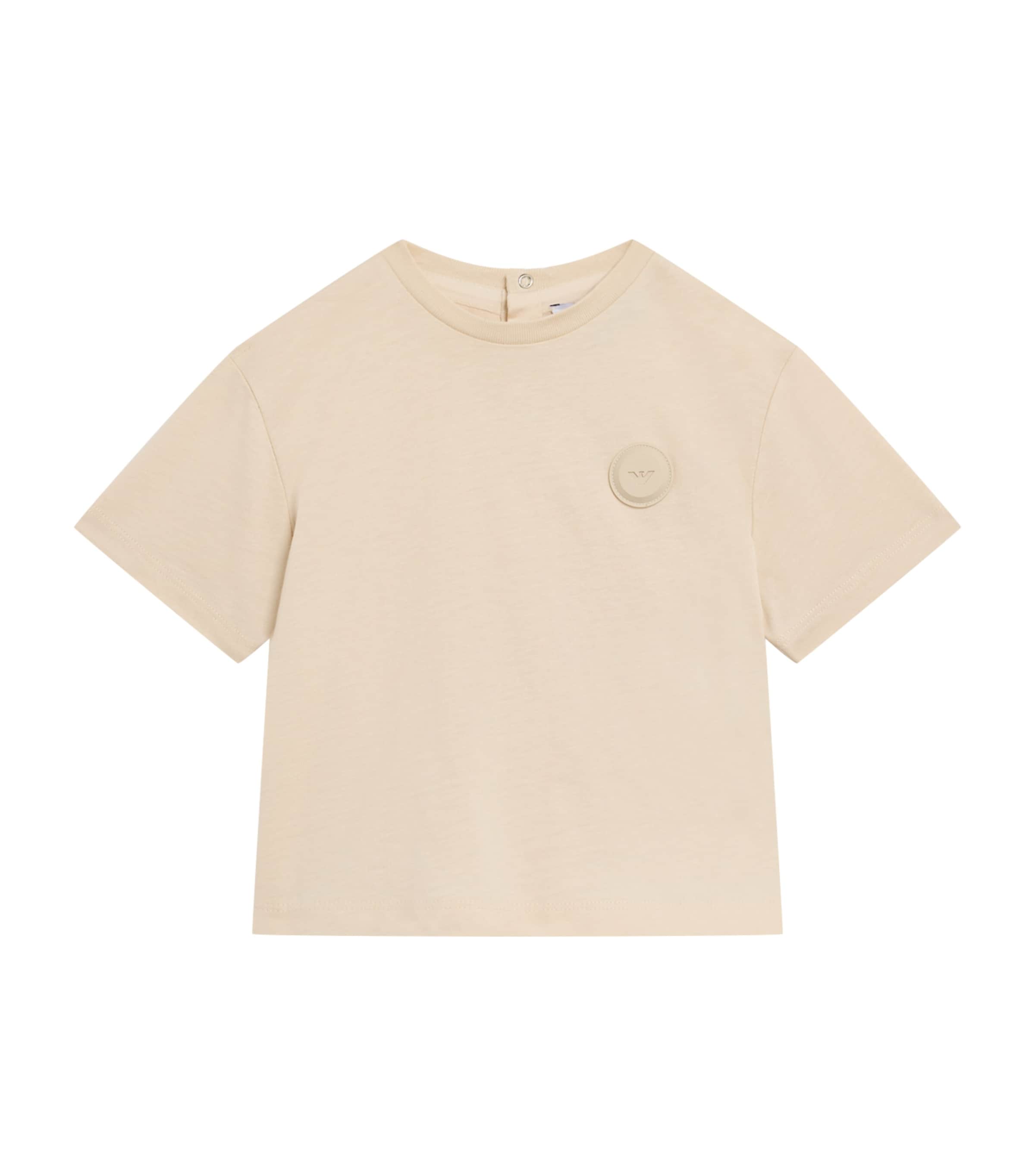 Emporio Armani Cotton Eagle Logo T-shirt In Neutral