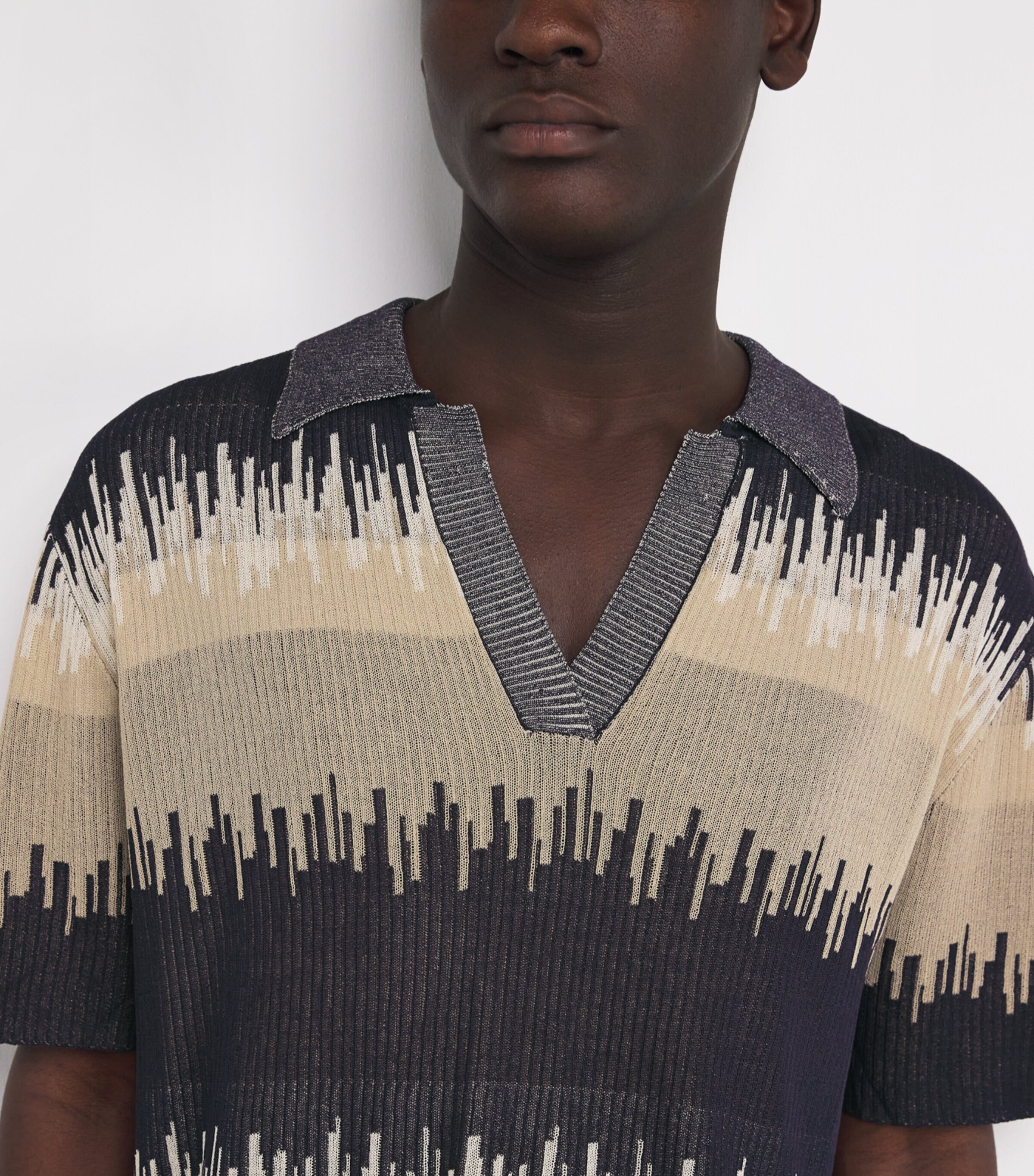 COMMAS Mens Jacquard Wave Polo Shirt Image 6