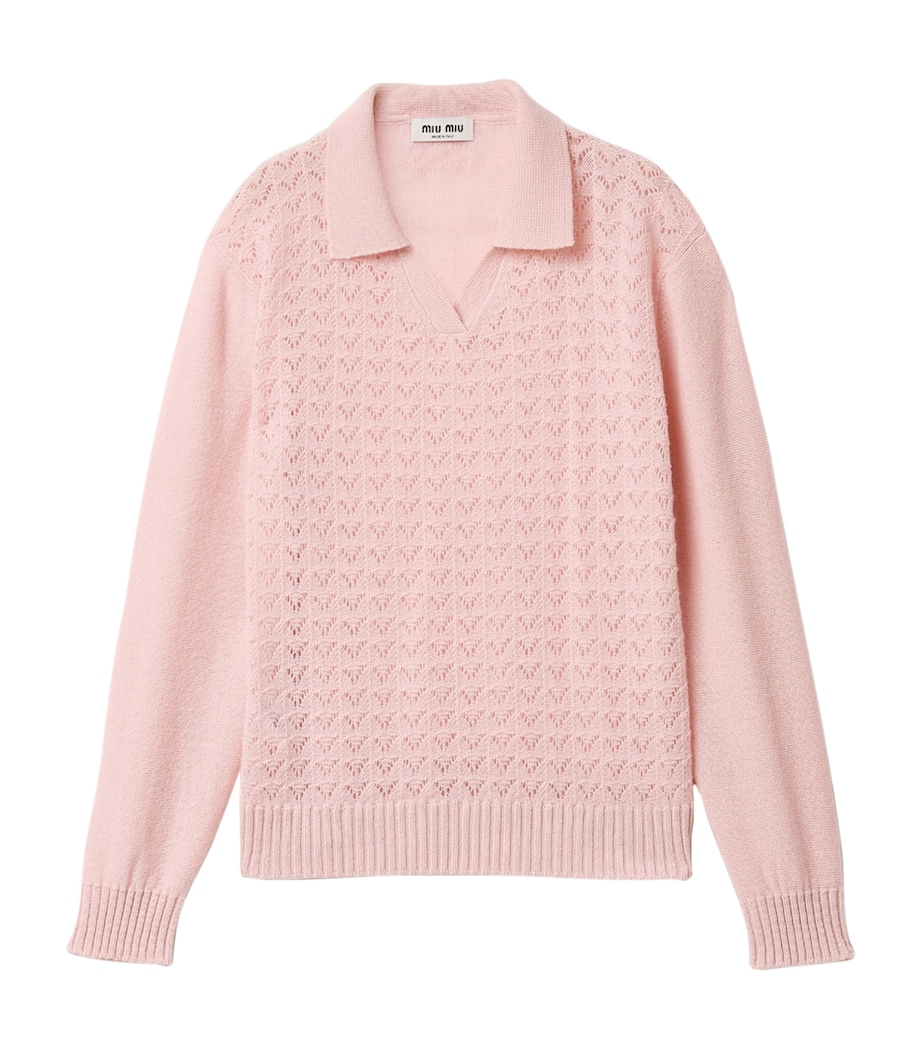 Miu Miu Womens Cashmere Openwork Sweater Image 1