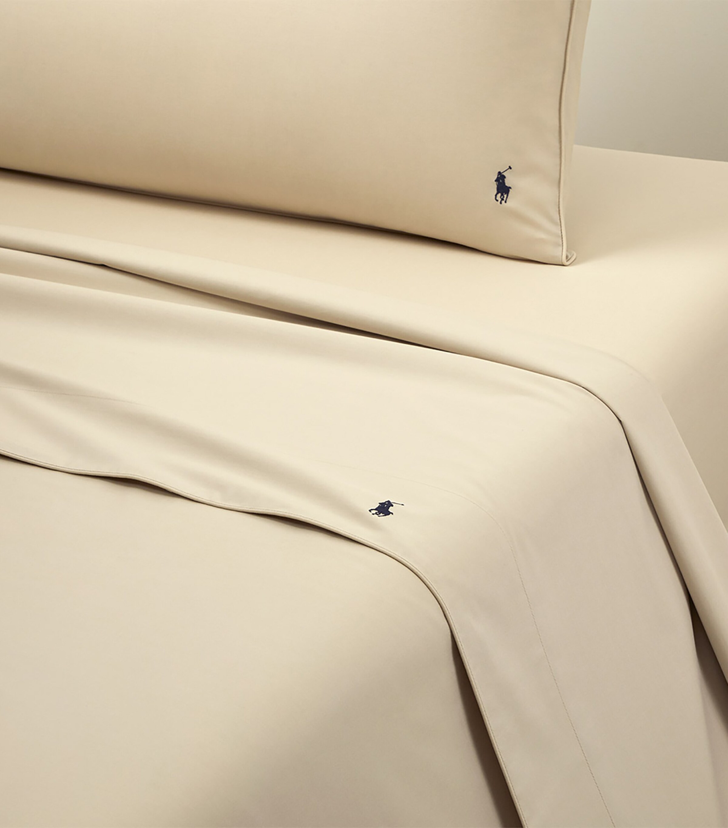 Ralph Lauren Home Cotton Player Super King Flat Sheet (270cm x 280cm) Paleoak Image 2