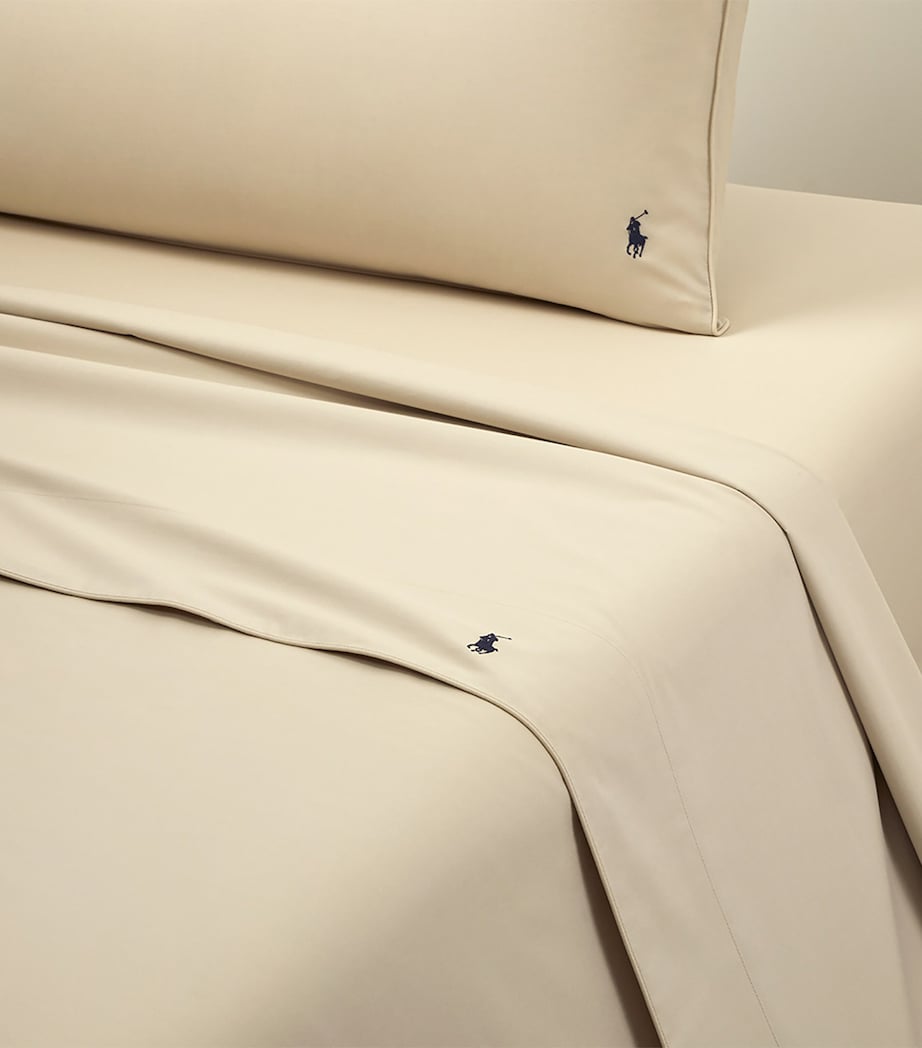 Ralph Lauren Home Cotton Player Super King Flat Sheet (270cm x 280cm) Paleoak Image 2