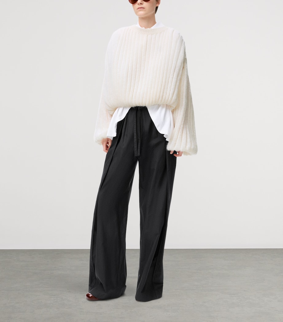 Ribbed Balloon Sweater WHITE Image 2