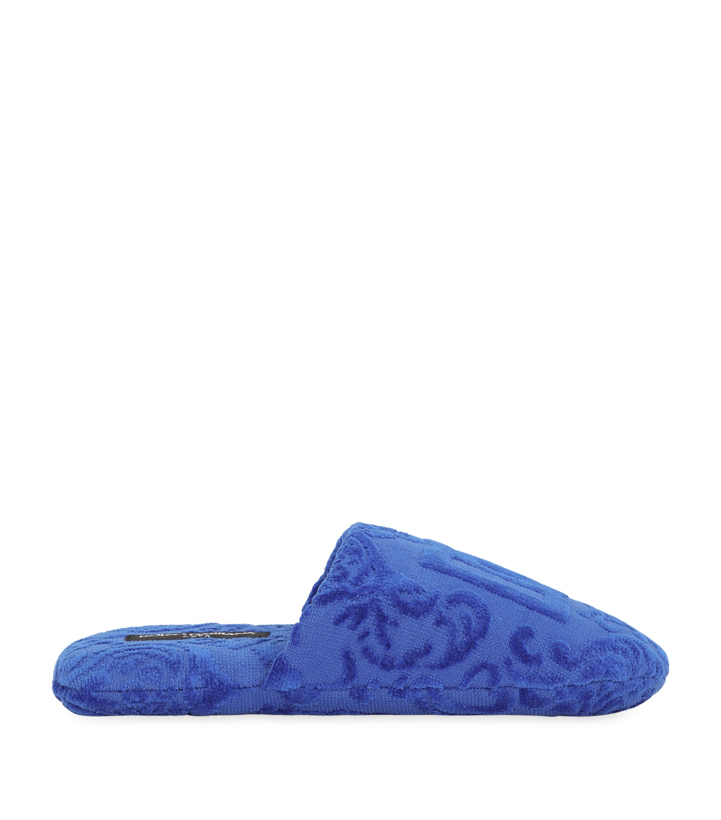 Dolce & Gabbana Dolce&gabbana Dg Logo Jacquard Cotton Terry Cloth Scuff Slipper