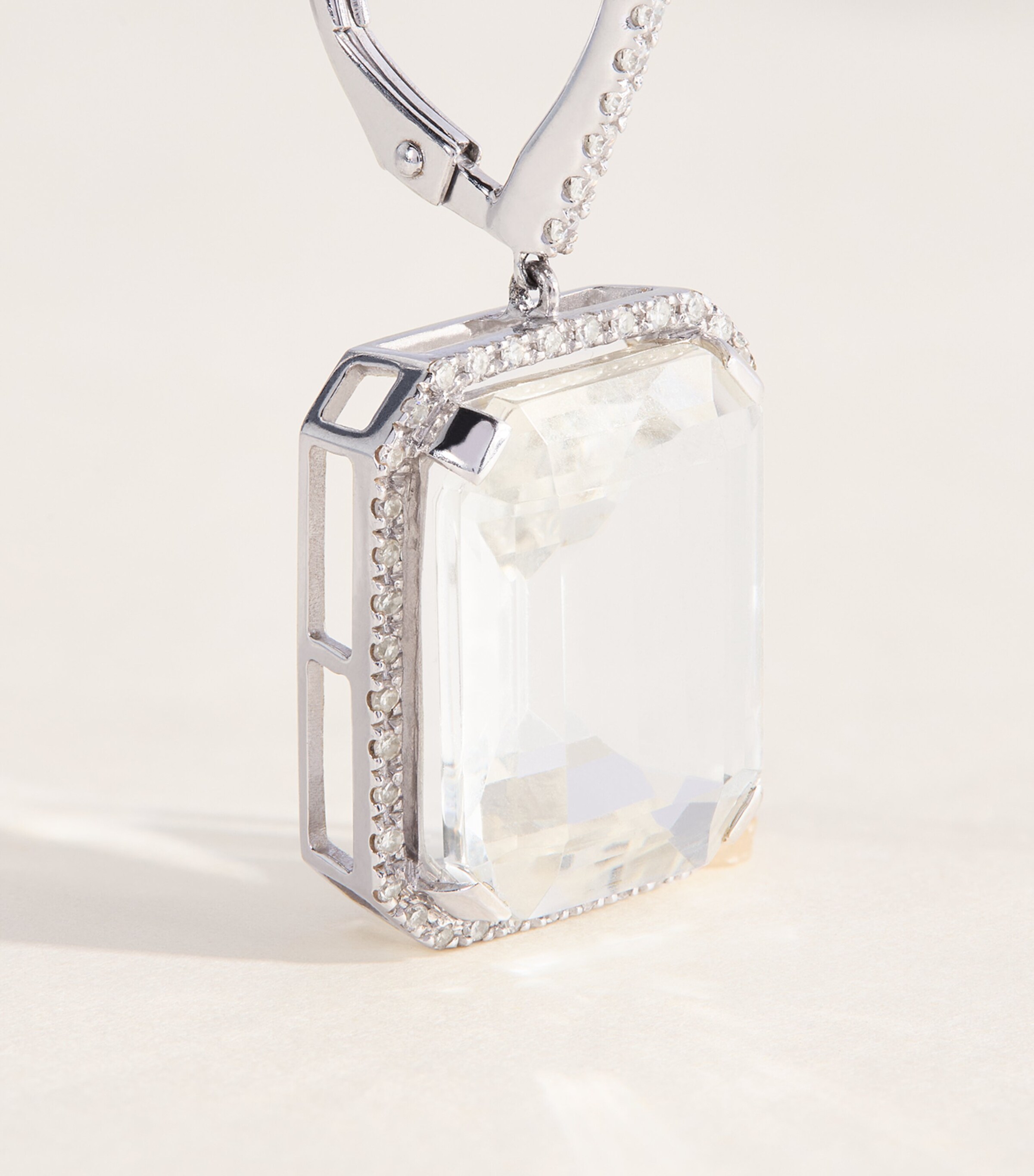 SHAY White Gold, Diamond and Topaz Portrait Earrings White Gold Image 5