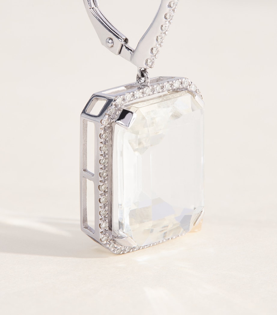 SHAY White Gold, Diamond and Topaz Portrait Earrings White Gold Image 5