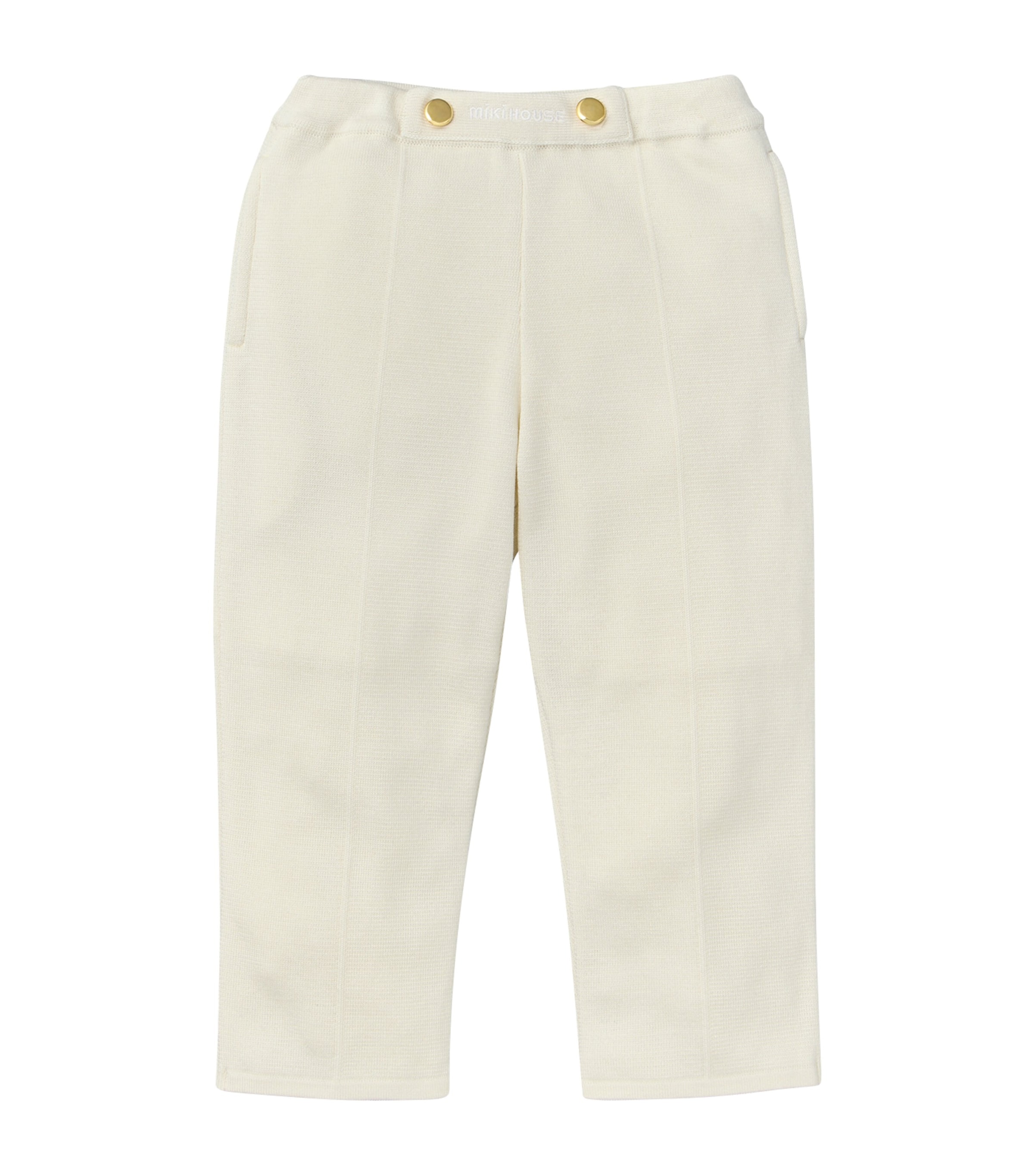 Miki House Silk Button-detail Sweatpants In White