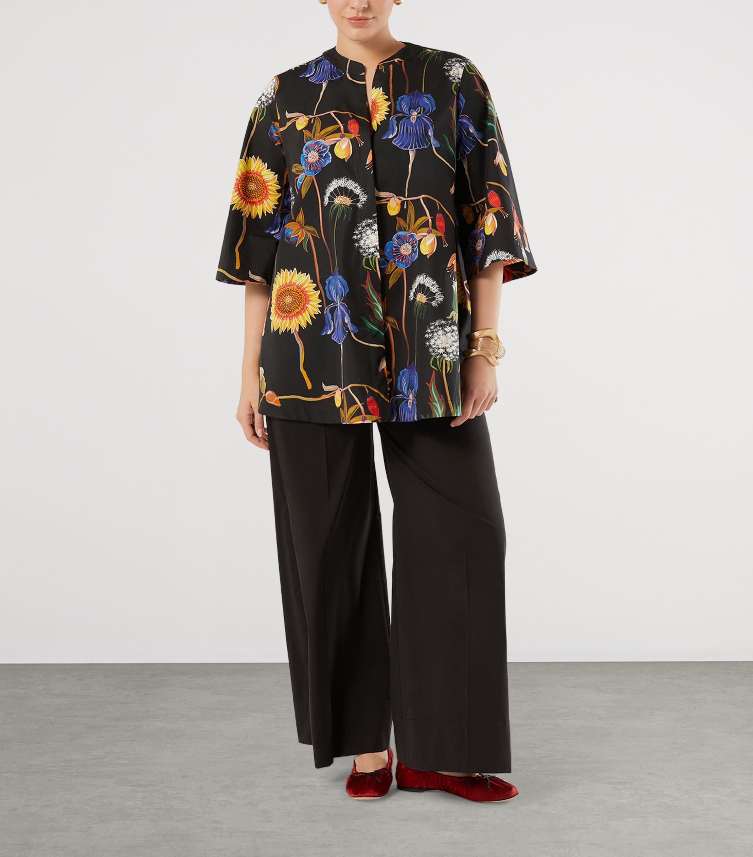 Marina Rinaldi Womens Wide-Leg Trousers Black Image 2