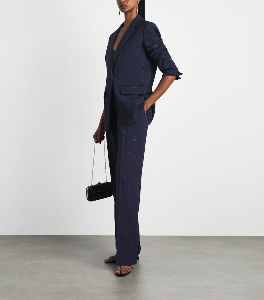 Sandro Paris Womens Embellished Stripe Trousers Dark Navy Image 2