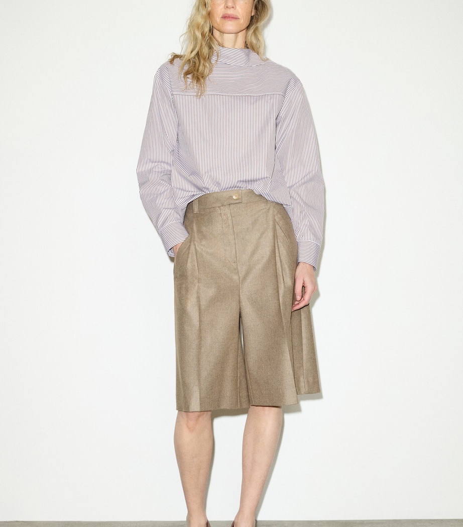 MAX&Co. Womens Virgin Wool-Blend Shorts Melange Grey Image 2