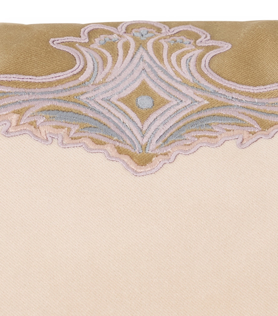 Cotton Velvet Embroidered Kiri Cushion (45cm x 45cm) SAND COL Image 3